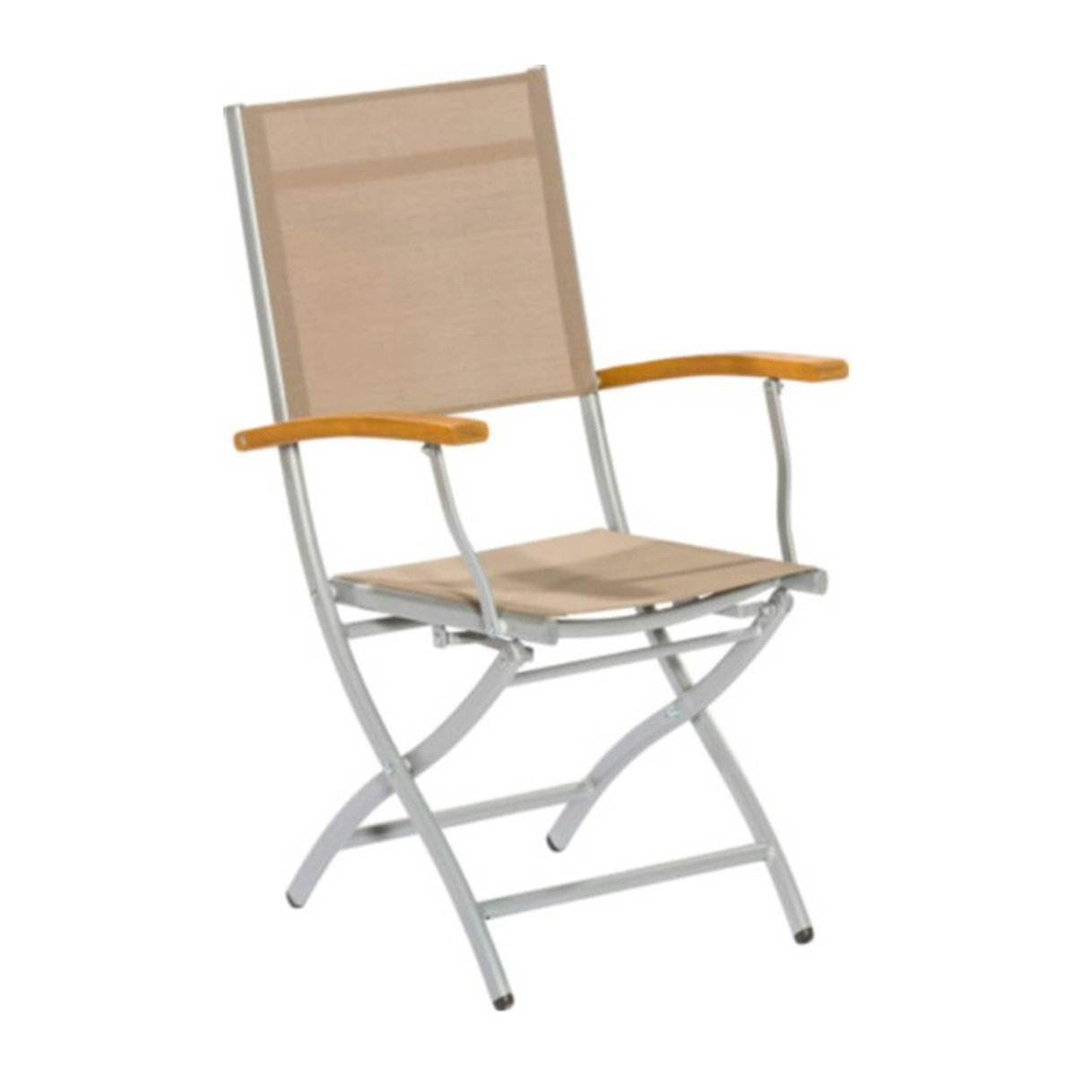 Merxx Klappsessel Naxos 2er Set aus Metall, Holz und Textil in Grau/Silber B/H/T: 57 x 92 x 60 cm - Bild 1