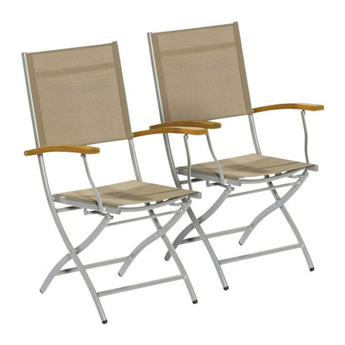 Merxx Klappsessel Naxos 2er Set aus Metall, Holz und Textil in Grau/Silber B/H/T: 57 x 92 x 60 cm - Bild 2
