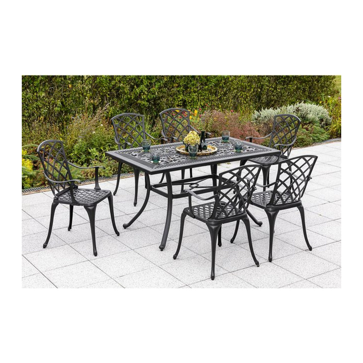Merxx Rhodos Essgruppe 7-teiliges Set aus Aluminium in Anthrazit und Schwarz - Bild 1