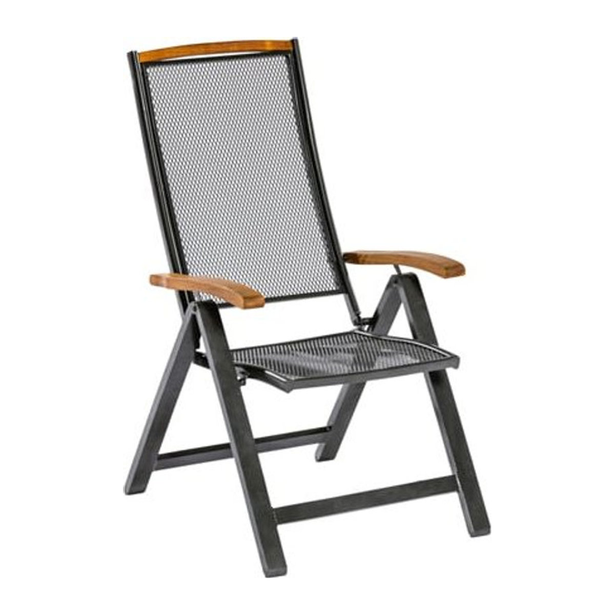 Merxx Tilos Klappsessel aus Metall und Akazienholz in Grau B/H/T: 60 x 116 x 79 cm - Bild 1