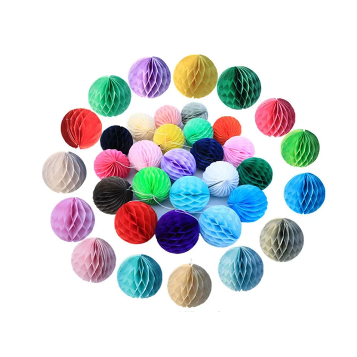 Merylover Bunte Seidenpapier-Wabenkugeln in Grün und Mehrfarben, Durchmesser: 30 cm, Dekoration für Geburtstag, Hochzeit und Babyparty - Bild 2