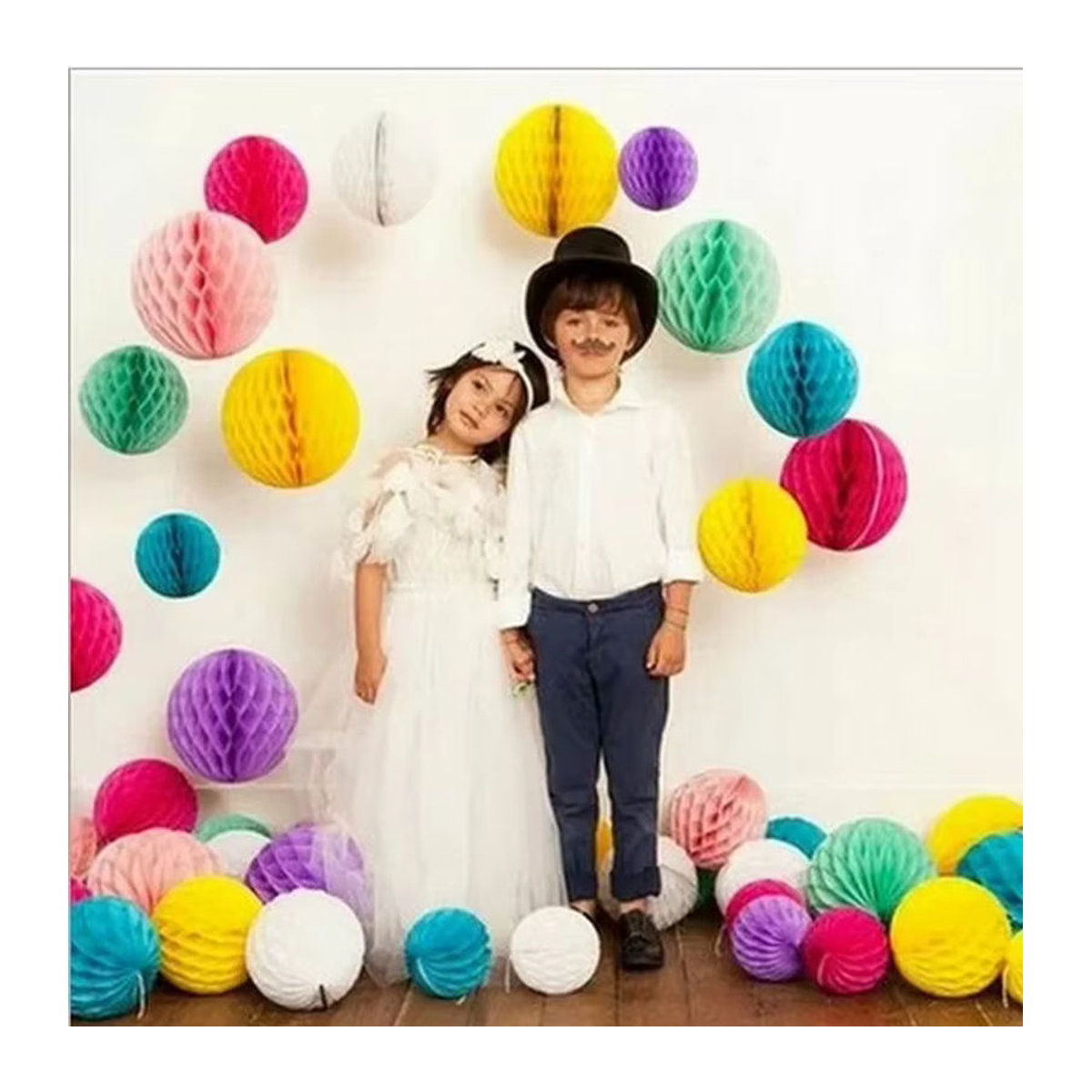 Merylover Bunte Seidenpapier-Wabenkugeln in Grün und Mehrfarben, Durchmesser: 30 cm, Dekoration für Geburtstag, Hochzeit und Babyparty - Bild 3