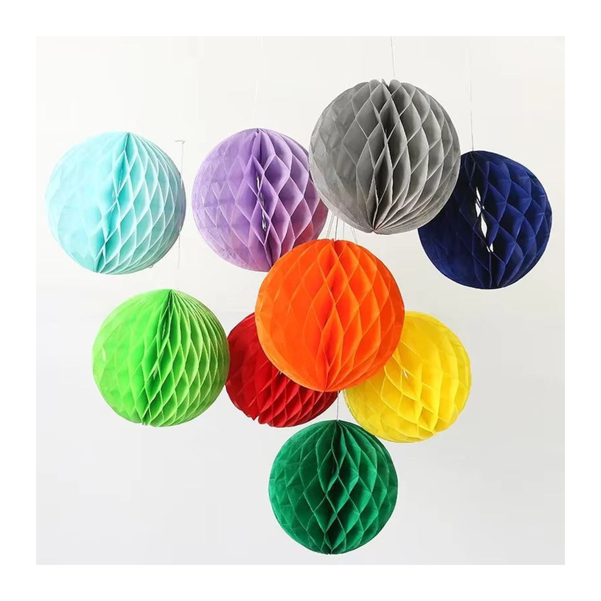 Merylover Bunte Seidenpapier-Wabenkugeln in Grün und Mehrfarben, Durchmesser: 30 cm, Dekoration für Geburtstag, Hochzeit und Babyparty - Bild 4
