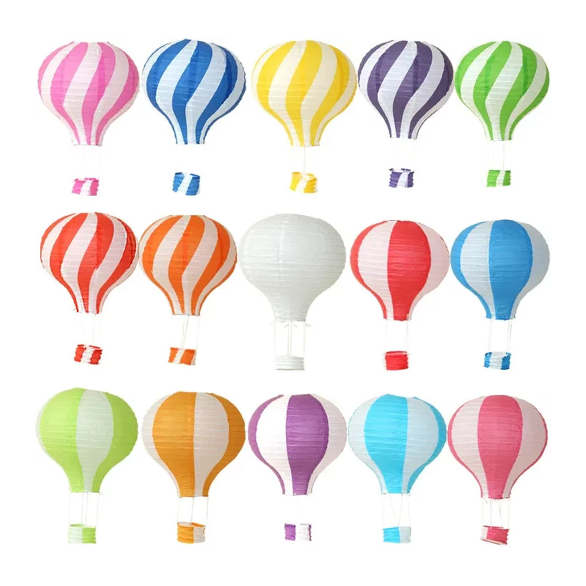 Merylover Heißluftballon Papierlaterne als hängende Dekoration in Grün, Weiß und Mehrfarbig, Durchmesser: 30 cm - Bild 1