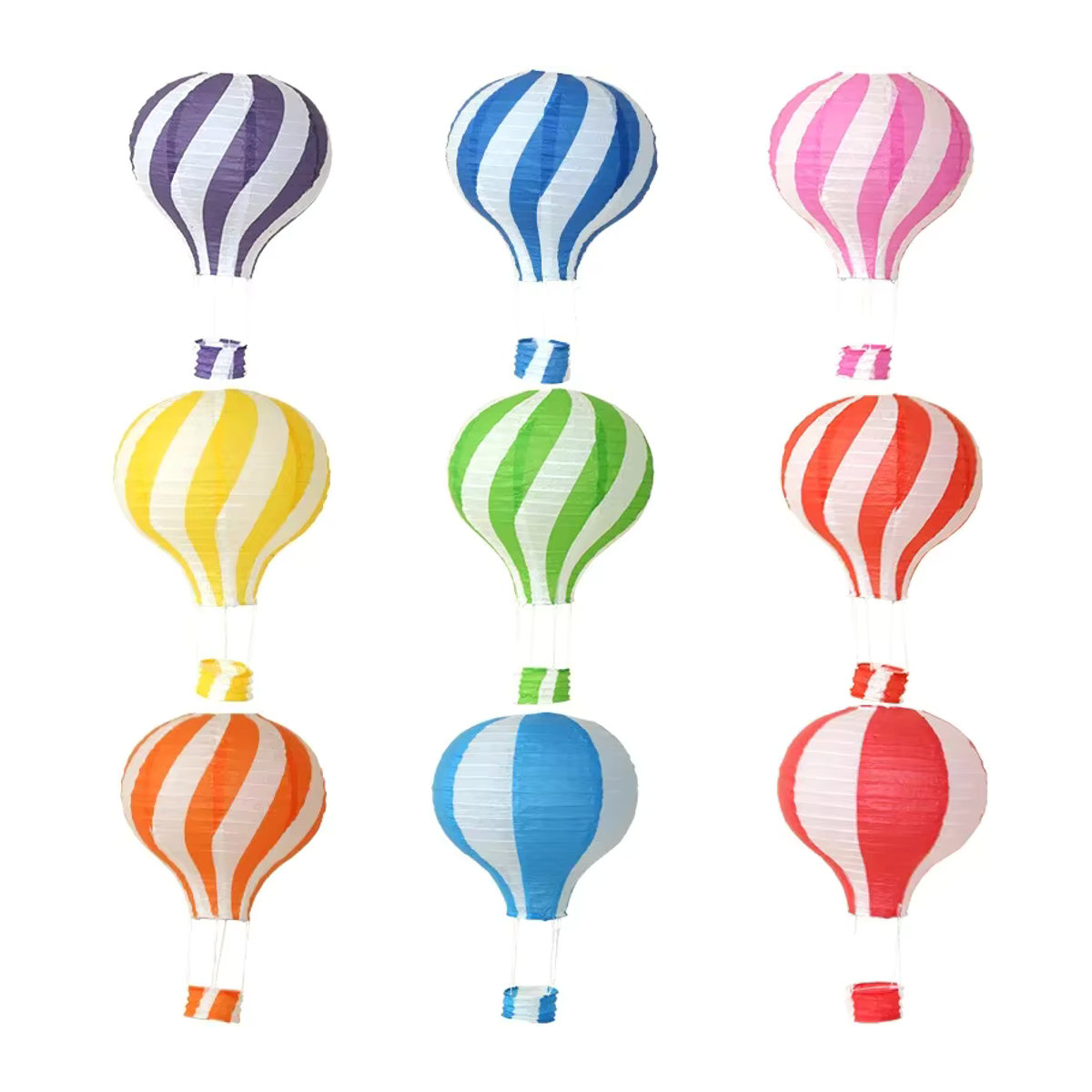 Merylover Heißluftballon Papierlaterne als hängende Dekoration in Grün, Weiß und Mehrfarbig, Durchmesser: 30 cm - Bild 2