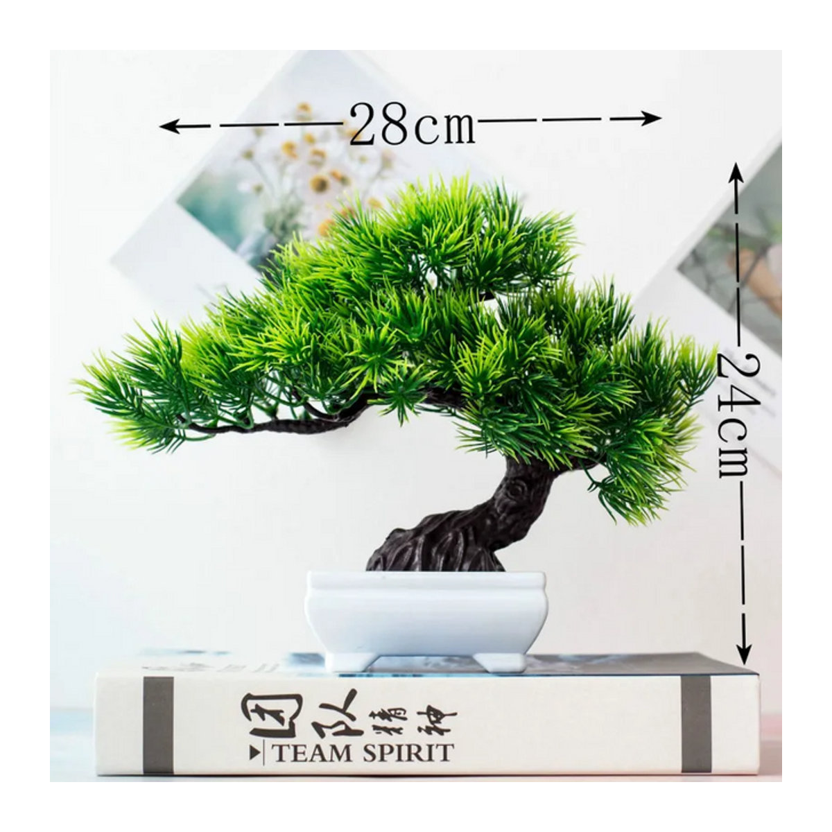 Merylover Künstliche Grüne Bonsai Kiefer in Keramiktopf als Dekorative Pflanze für Home Office und Feierlichkeiten - Bild 1