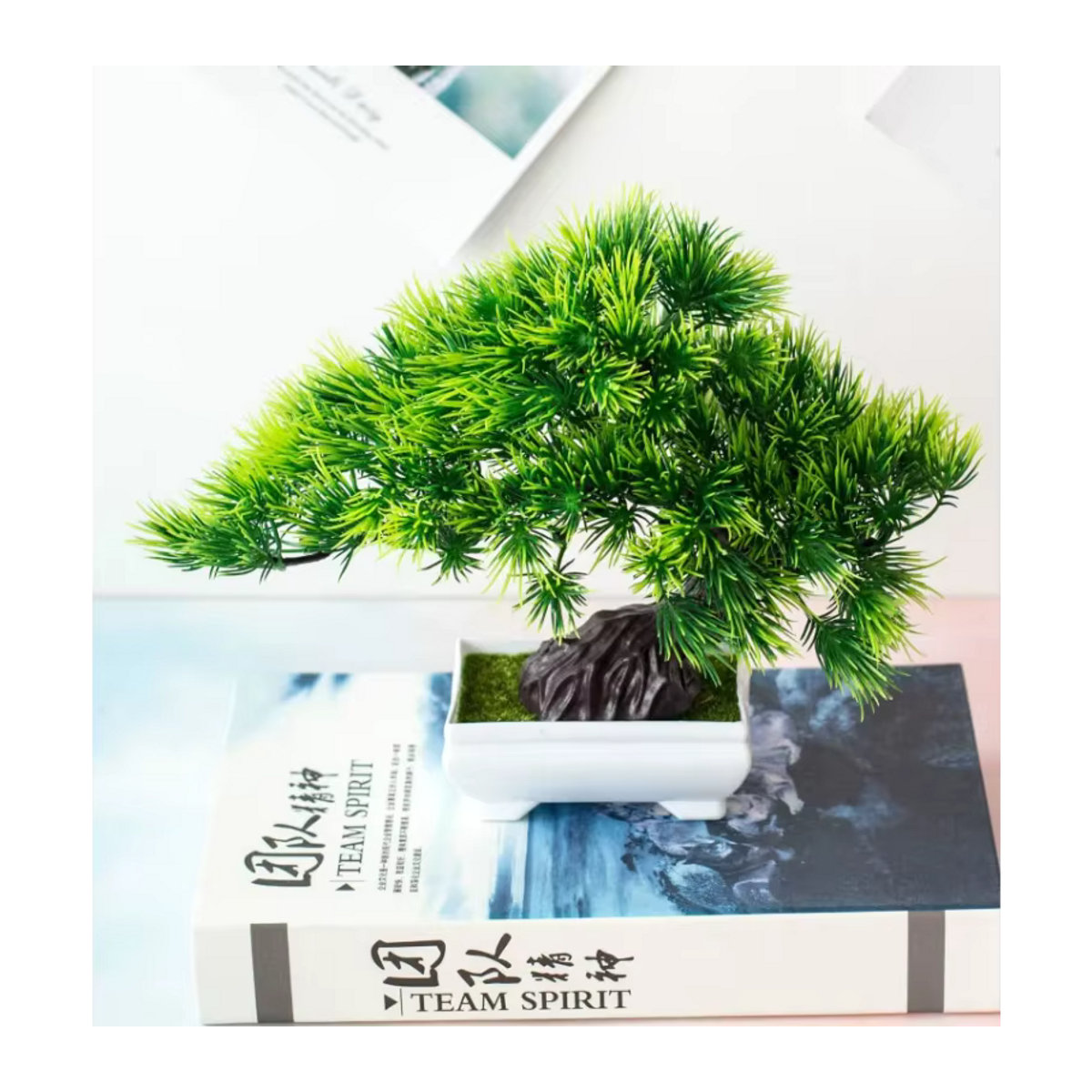 Merylover Künstliche Grüne Bonsai Kiefer in Keramiktopf als Dekorative Pflanze für Home Office und Feierlichkeiten - Bild 2
