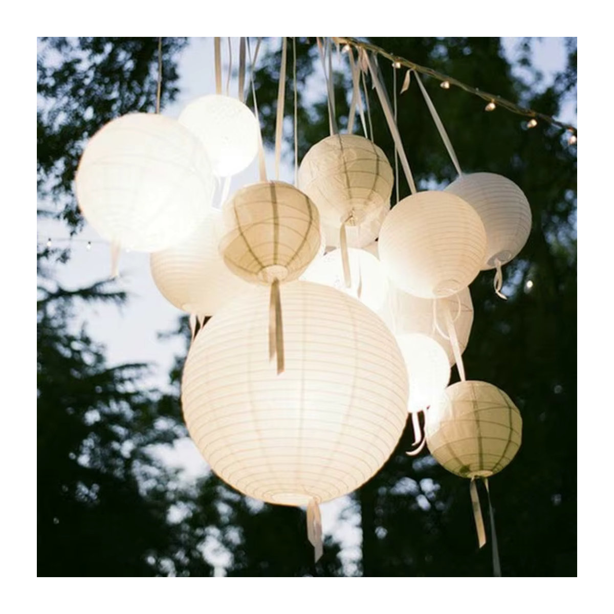 Merylover Runde Chinesische Papierlaterne in Weiß oder Lila für Hochzeit und Geburtstag als Hängende Dekoration - Bild 2
