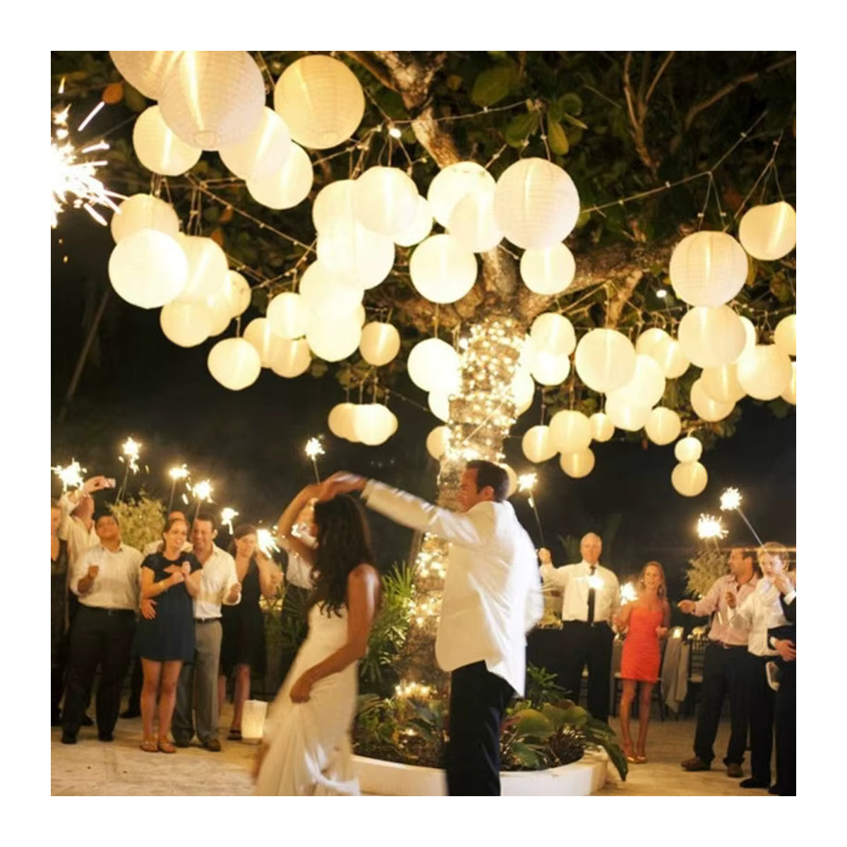 Merylover Runde Chinesische Papierlaterne in Weiß oder Lila für Hochzeit und Geburtstag als Hängende Dekoration - Bild 3
