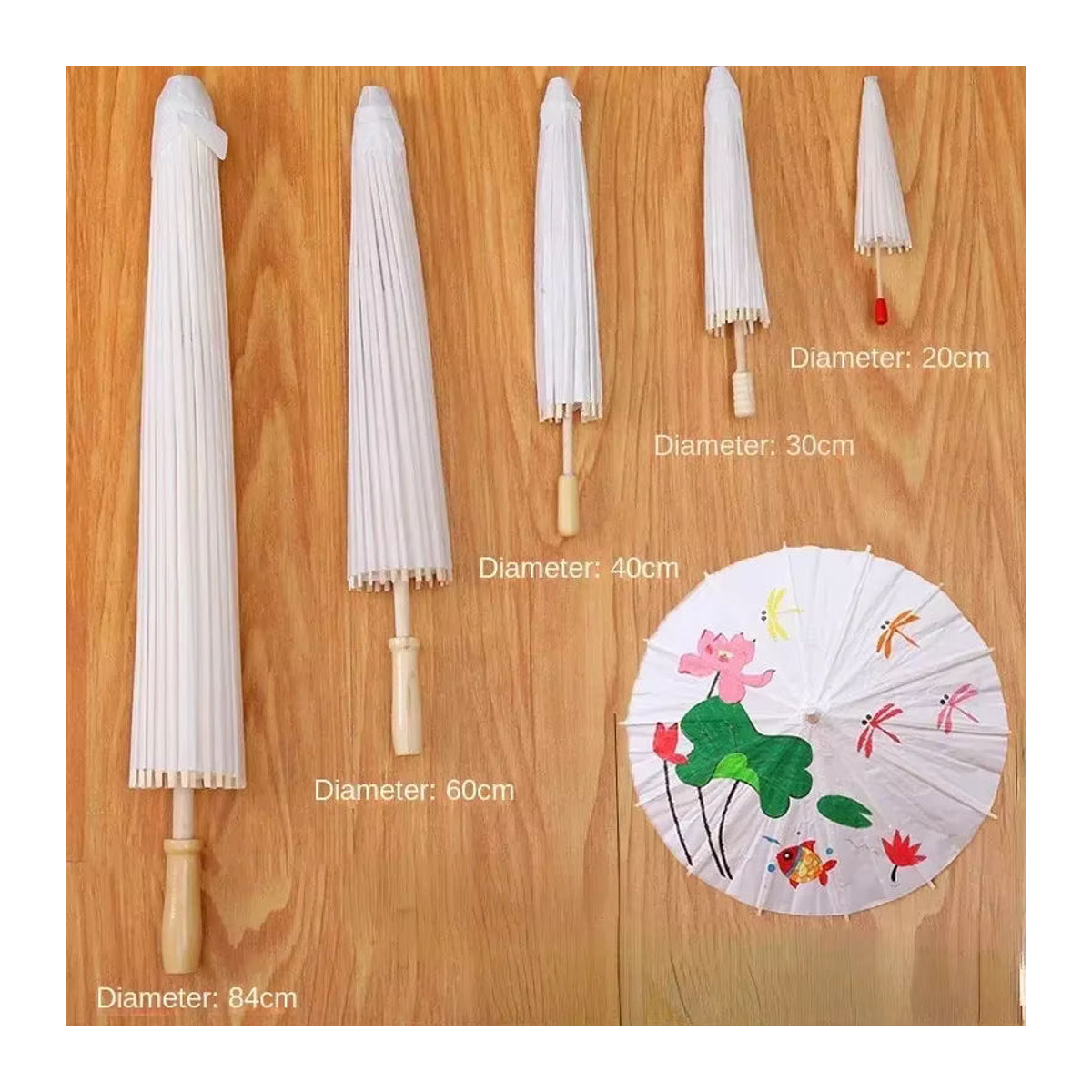 Merylover Rustikaler Chinesischer Papier Sonnenschirm in Weiß als Dekoration für Hochzeit und Baby Shower - Bild 2