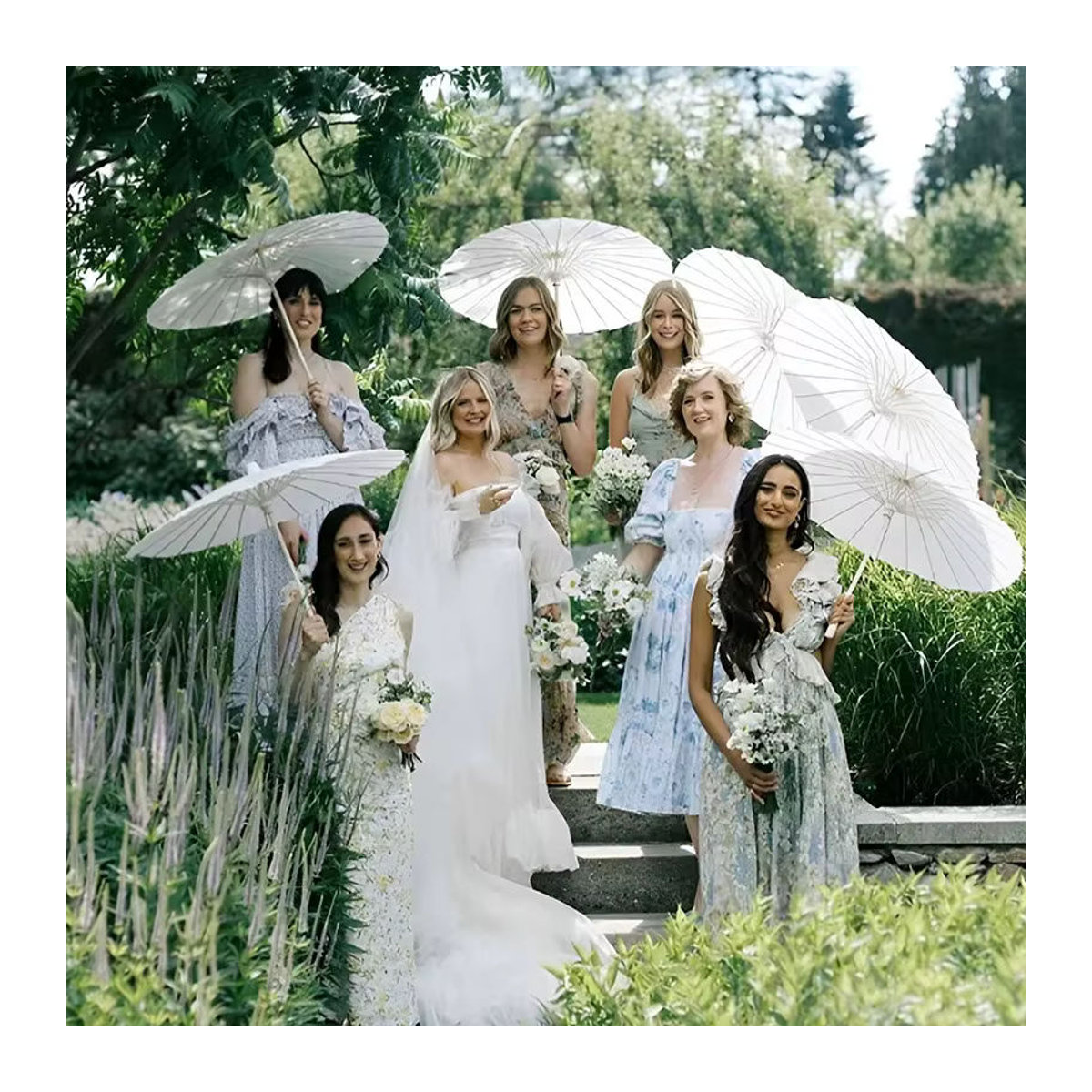 Merylover Rustikaler Chinesischer Papier Sonnenschirm in Weiß als Dekoration für Hochzeit und Baby Shower - Bild 3