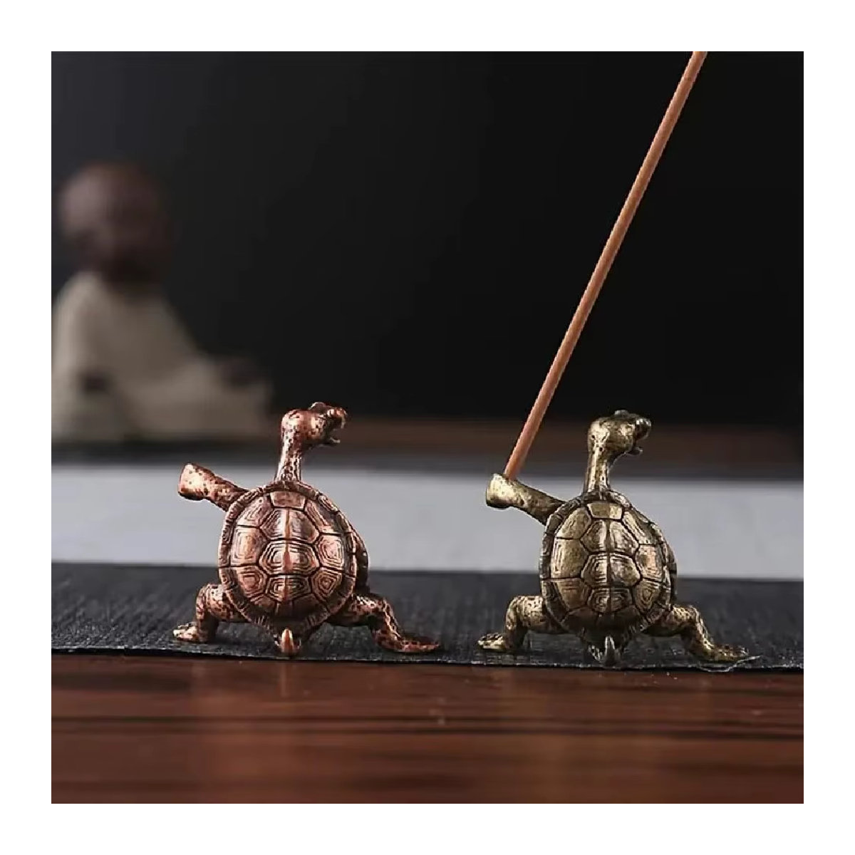 Messing-Schildkröten-Räuchergefäß in Gold und Kupfer als dekorative Metallstatuen für deine Meditation - Bild 2
