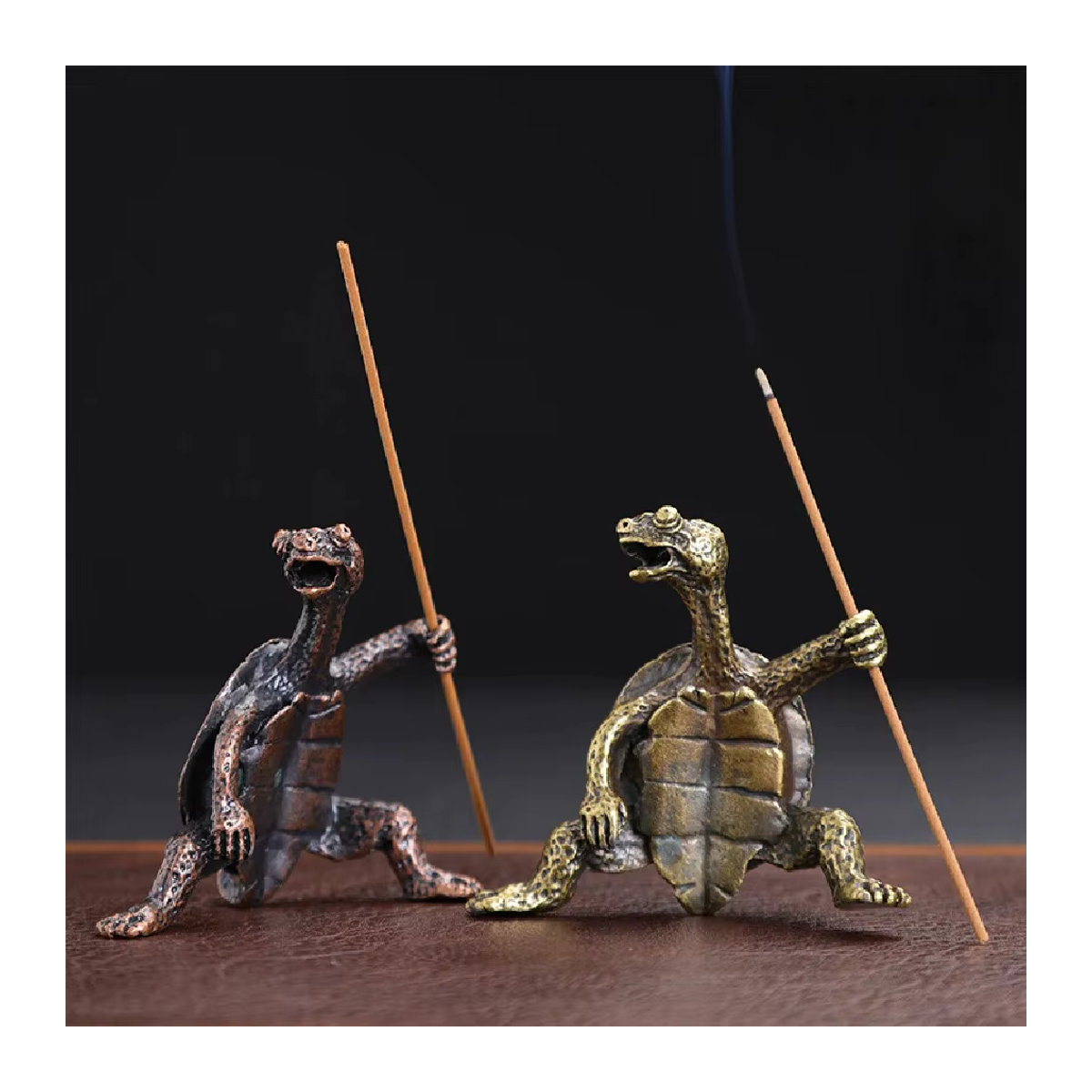 Messing-Schildkröten-Räuchergefäß in Gold und Kupfer als dekorative Metallstatuen für deine Meditation - Bild 3