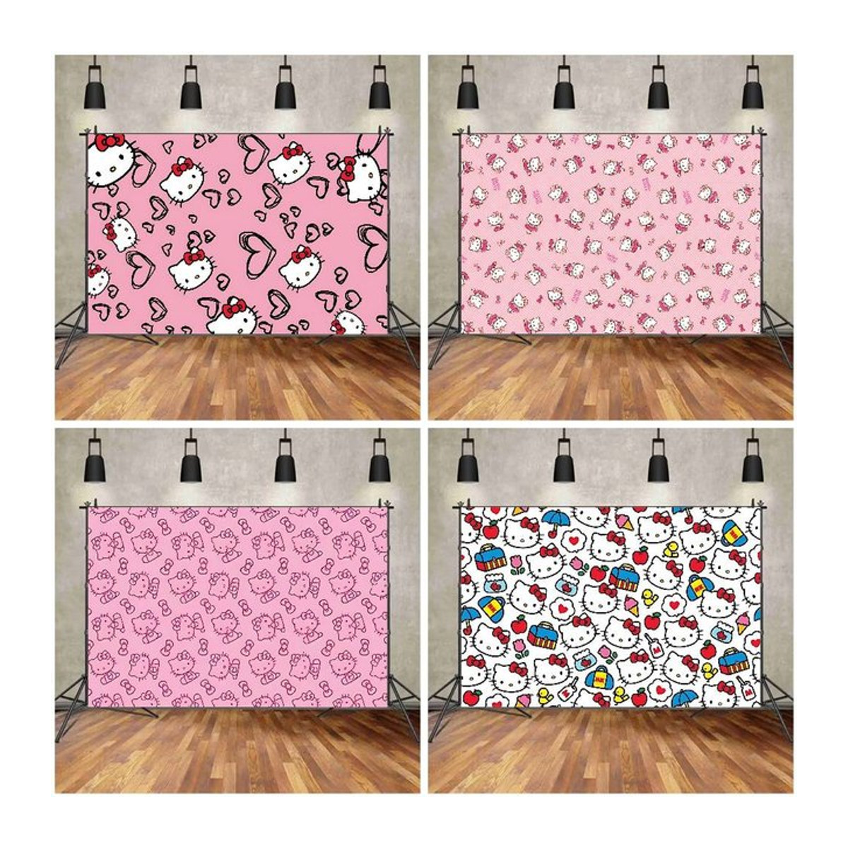 Mesuca Hello Kitty Fotohintergrund Dekoration in Rosa für Kindergeburtstage und Fotografie - Bild 1