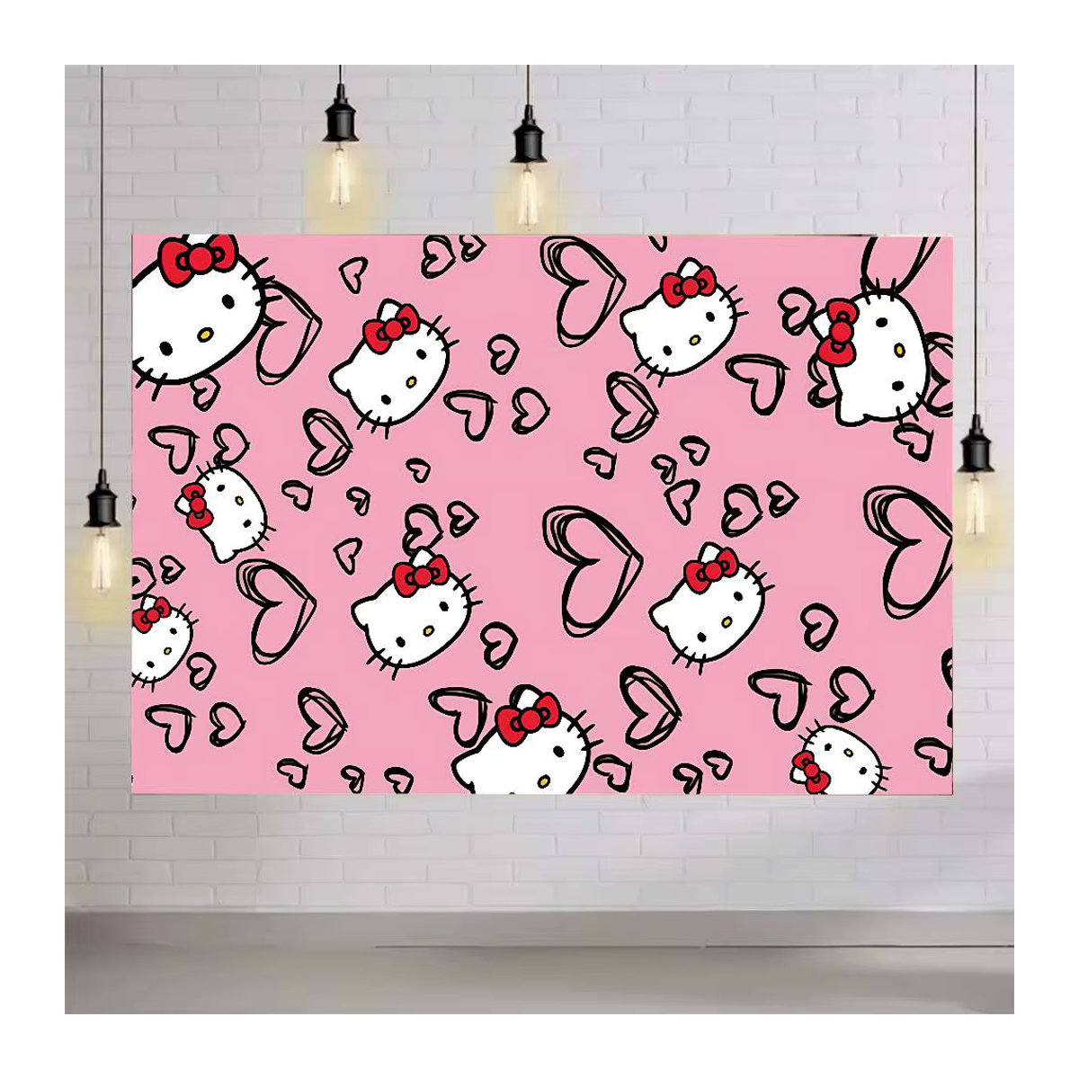 Mesuca Hello Kitty Fotohintergrund Dekoration in Rosa für Kindergeburtstage und Fotografie - Bild 2