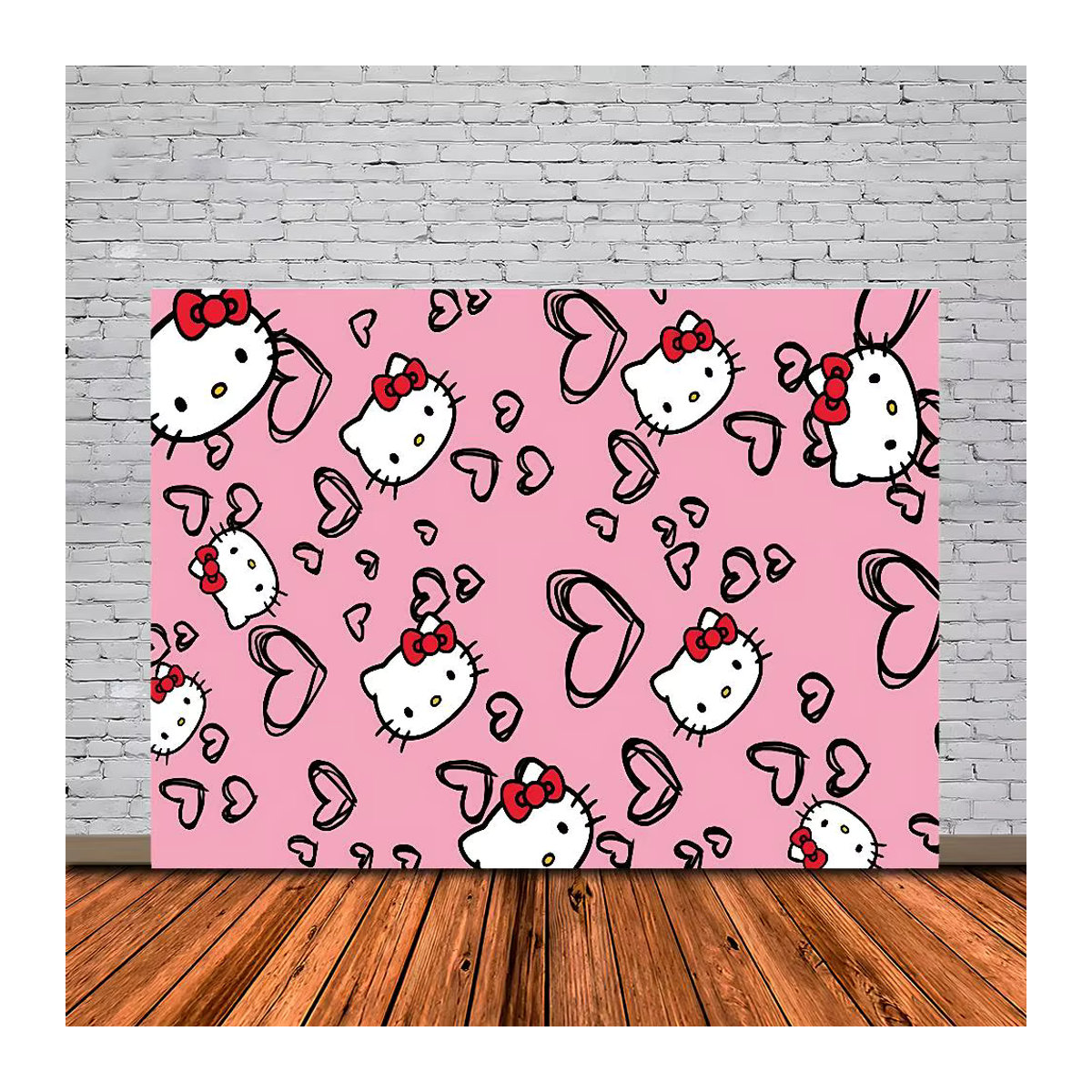 Mesuca Hello Kitty Fotohintergrund Dekoration in Rosa für Kindergeburtstage und Fotografie - Bild 6