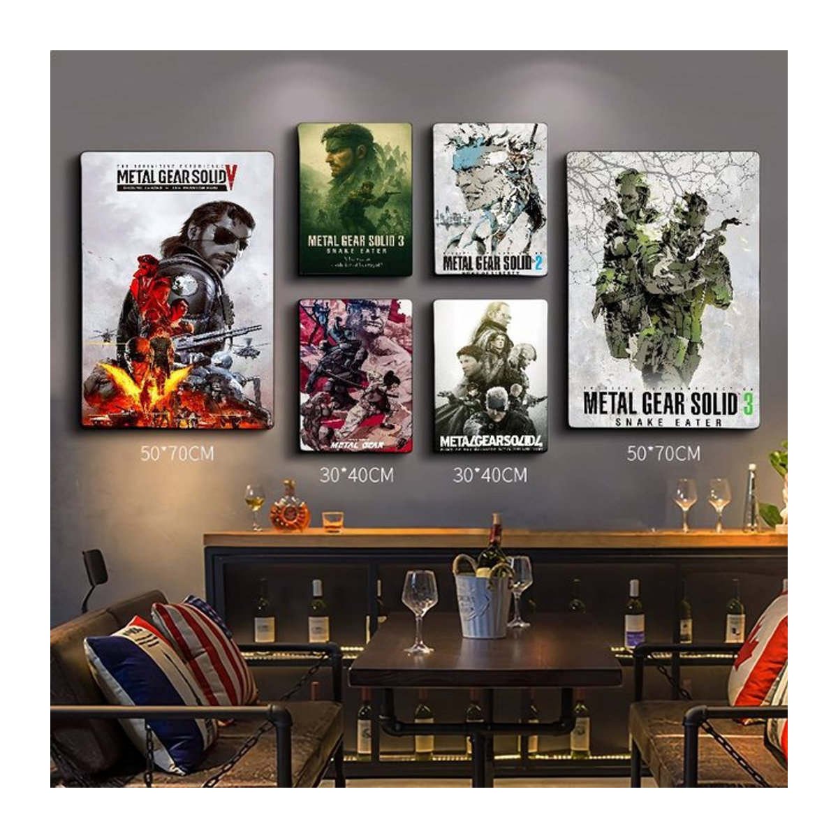 Metal Gear Solid MGS Retro Kunstposter als selbstklebender Kraftpapier Aufkleber in Braun und Mehrfarbig für dein Zimmer, Bar oder Café - Bild 1
