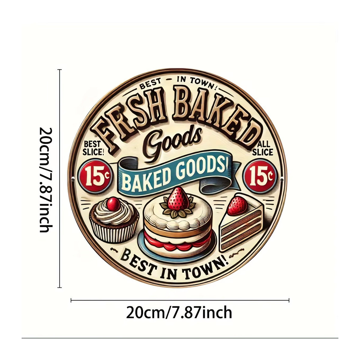 Metall-Blechschild Potdemiel Fresh Baked Goods im Vintage-Stil, mehrfarbig, B/H: 20,3 x 20,3 cm - Bild 2