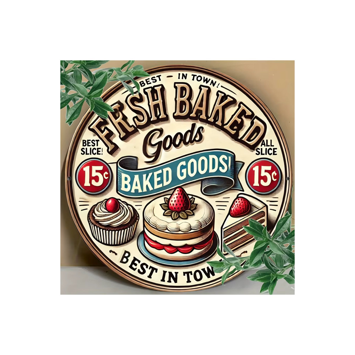 Metall-Blechschild Potdemiel Fresh Baked Goods im Vintage-Stil, mehrfarbig, B/H: 20,3 x 20,3 cm - Bild 6