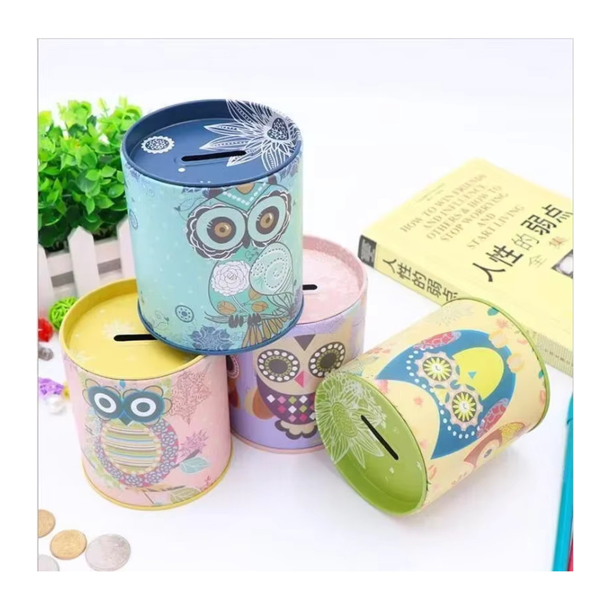 Metall Sparschwein in Tierform als Münzbox und Schmuckorganizer, lila und mehrfarbig - Bild 2