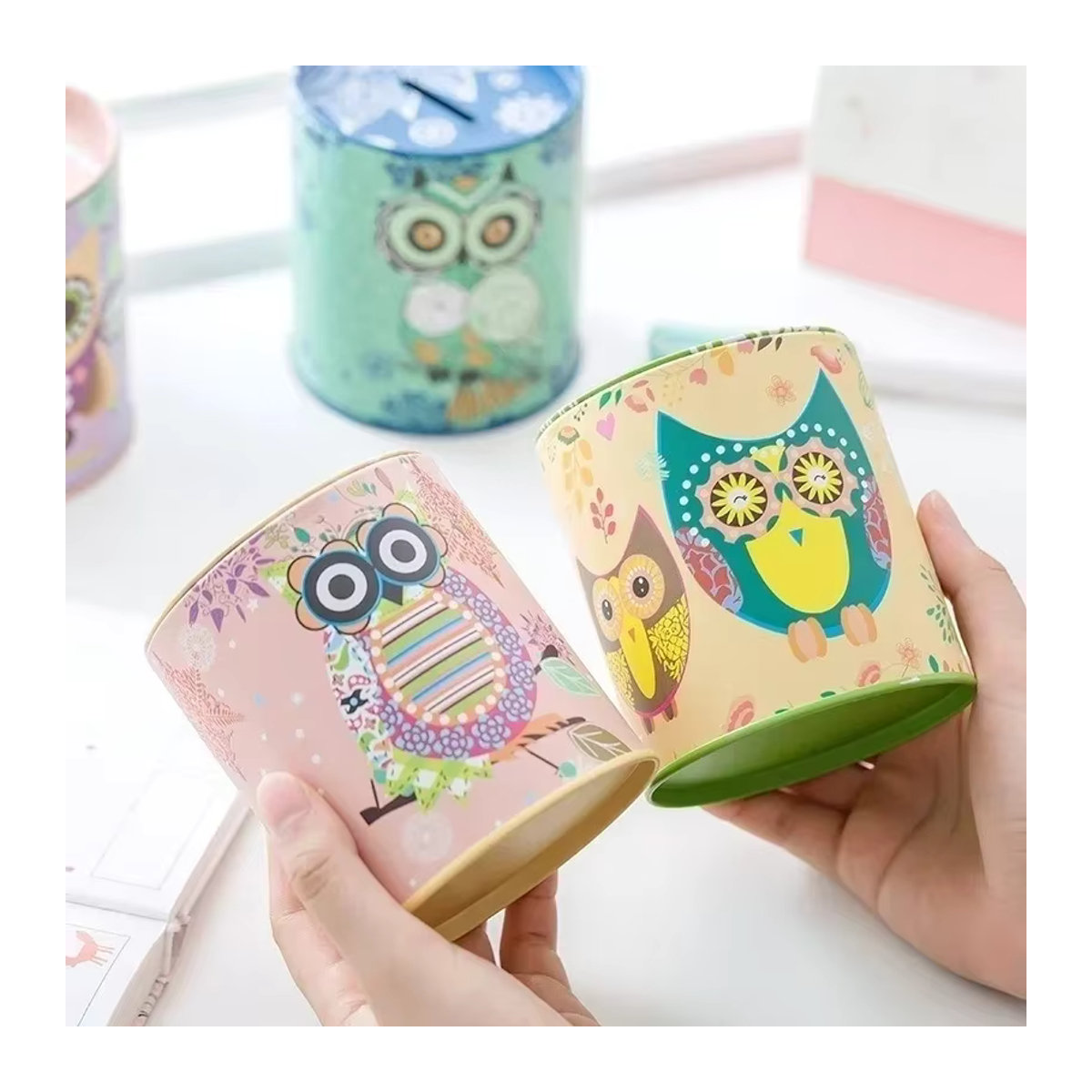 Metall Sparschwein in Tierform als Münzbox und Schmuckorganizer, lila und mehrfarbig - Bild 5