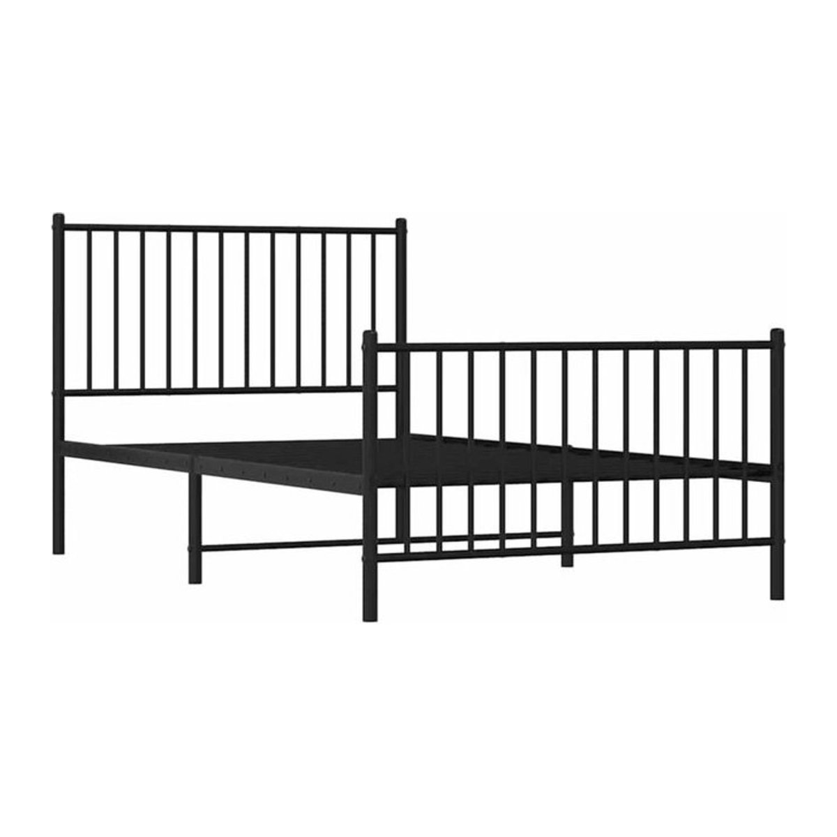 Metallbett Vidaxl im Industrial Design mit Kopf- und Fußteil, Schwarz, B/T/H: 100 x 190 x 90,5 cm - Bild 1