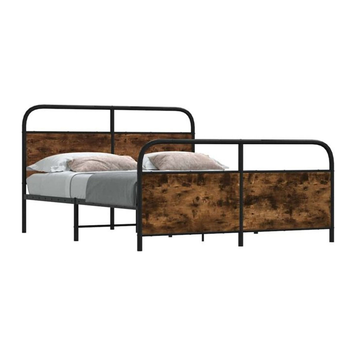Metallbett Vidaxl in Braun im Industrial Design aus Metall und Holzwerkstoff, B/T/H: 160 x 200 cm (ohne Matratze) - Bild 1