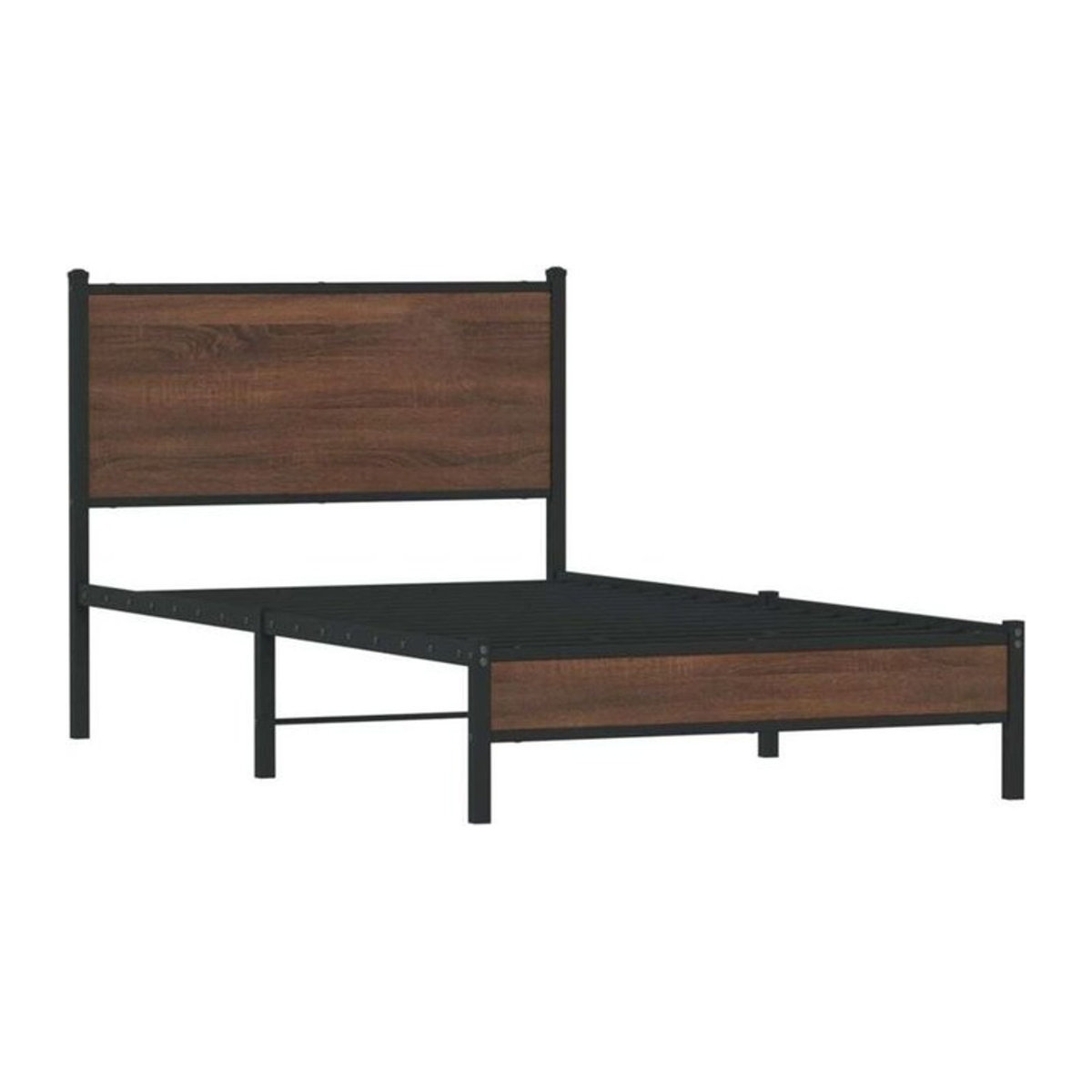 Metallbett Vidaxl in Braun im Industrial-Stil aus Metall und Holzwerkstoff, B/T/H: 100 x 190 x 91,5 cm - Bild 1