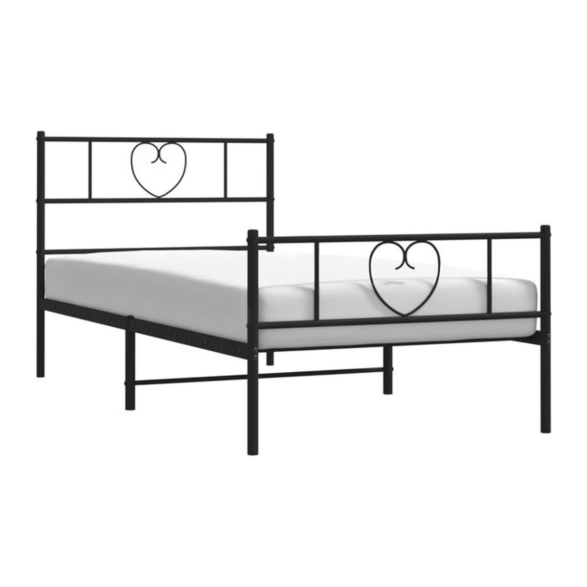 Metallbett vidaxl in Schwarz mit Kopf- und Fußteil im Landhausstil, B/T/H: 90 x 190 cm - Bild 1