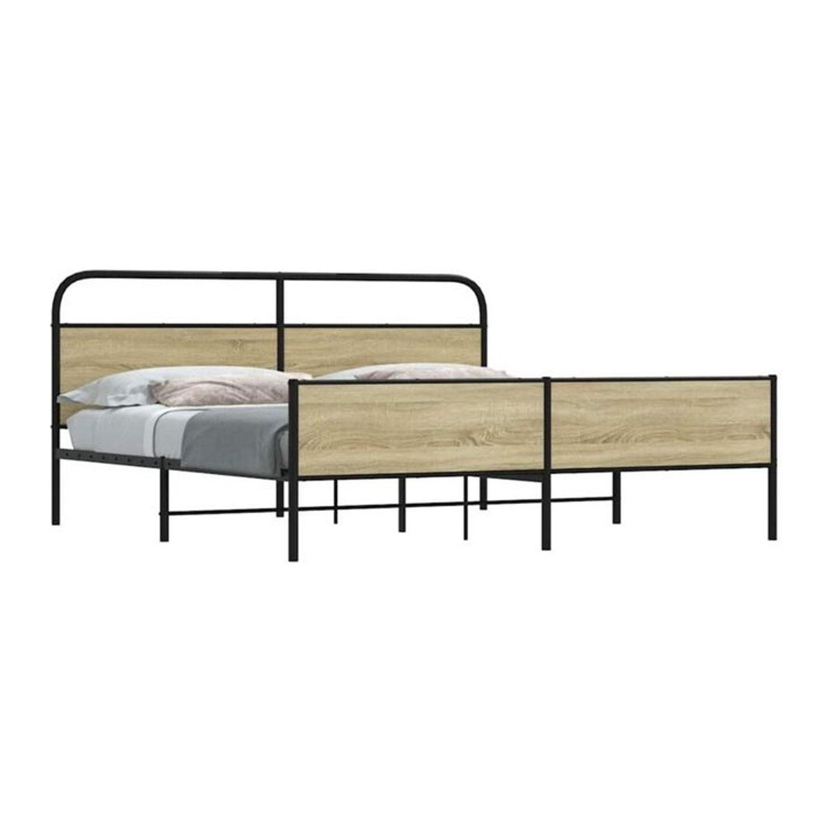 Metallbett Vidaxl in Sonoma-Eiche Natur im Industrial-Stil, B/T: 200 x 200 cm - Bild 1