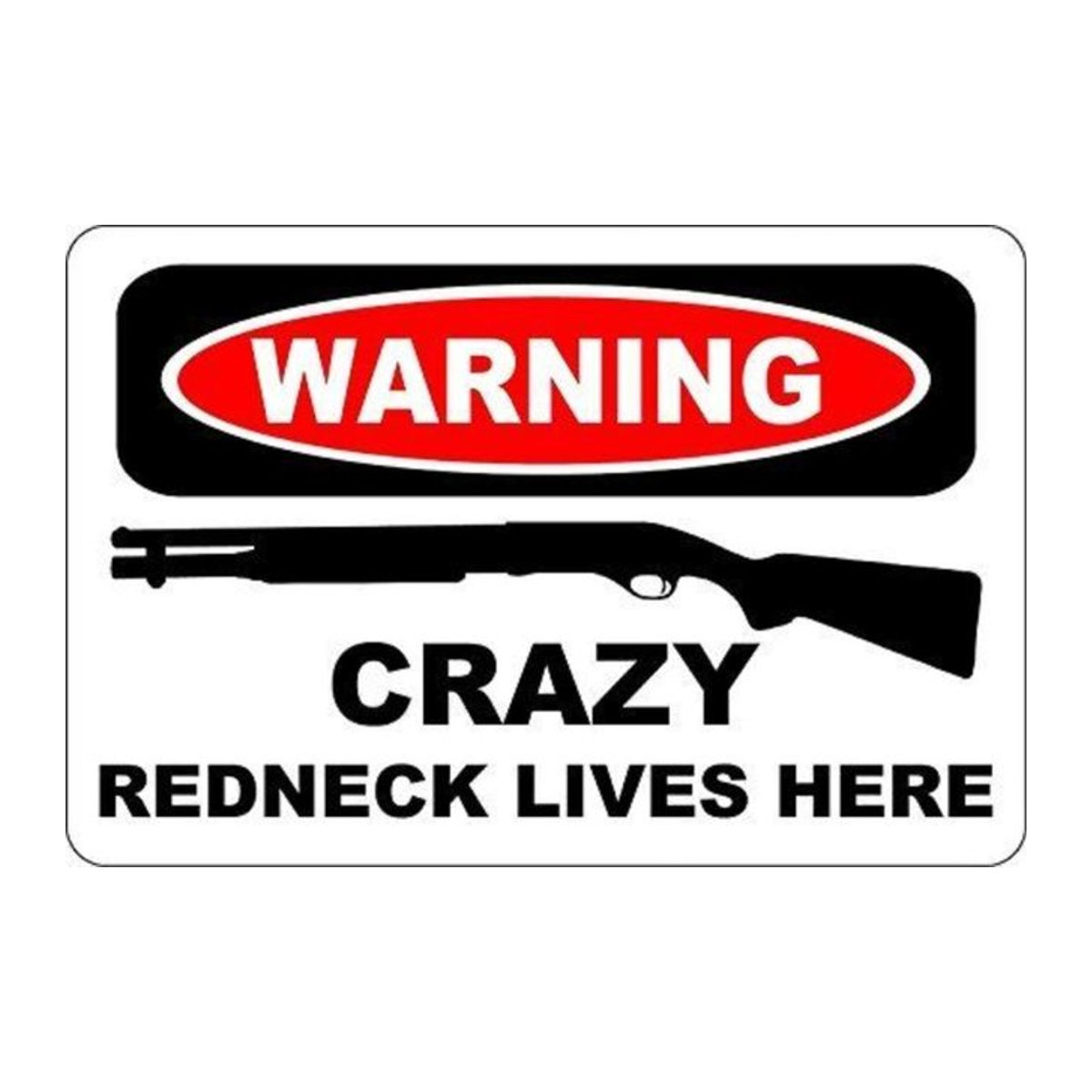 Metallschild CIFBUY Crazy Redneck Lives Here in Rot und Weiß, B: 30 cm, H: 20 cm - Bild 1