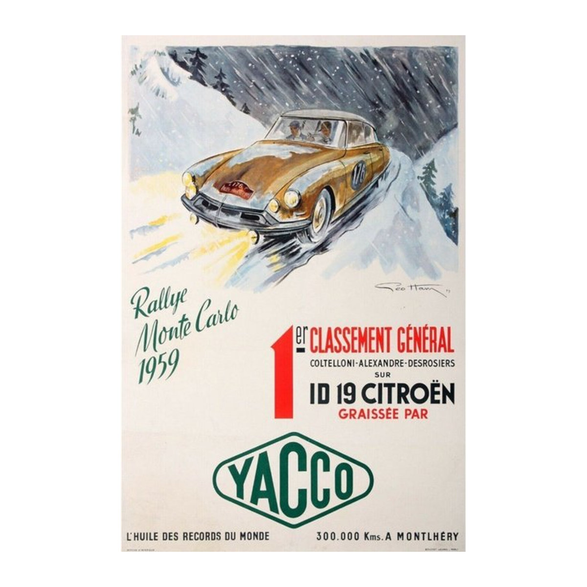 Metallschild Hello Young Monte Carlo Rally 1950er Jahre Werbung im Vintage Retro-Stil, Weiß, B: 30 cm, H: 20 cm, T: 20 cm - Bild 1