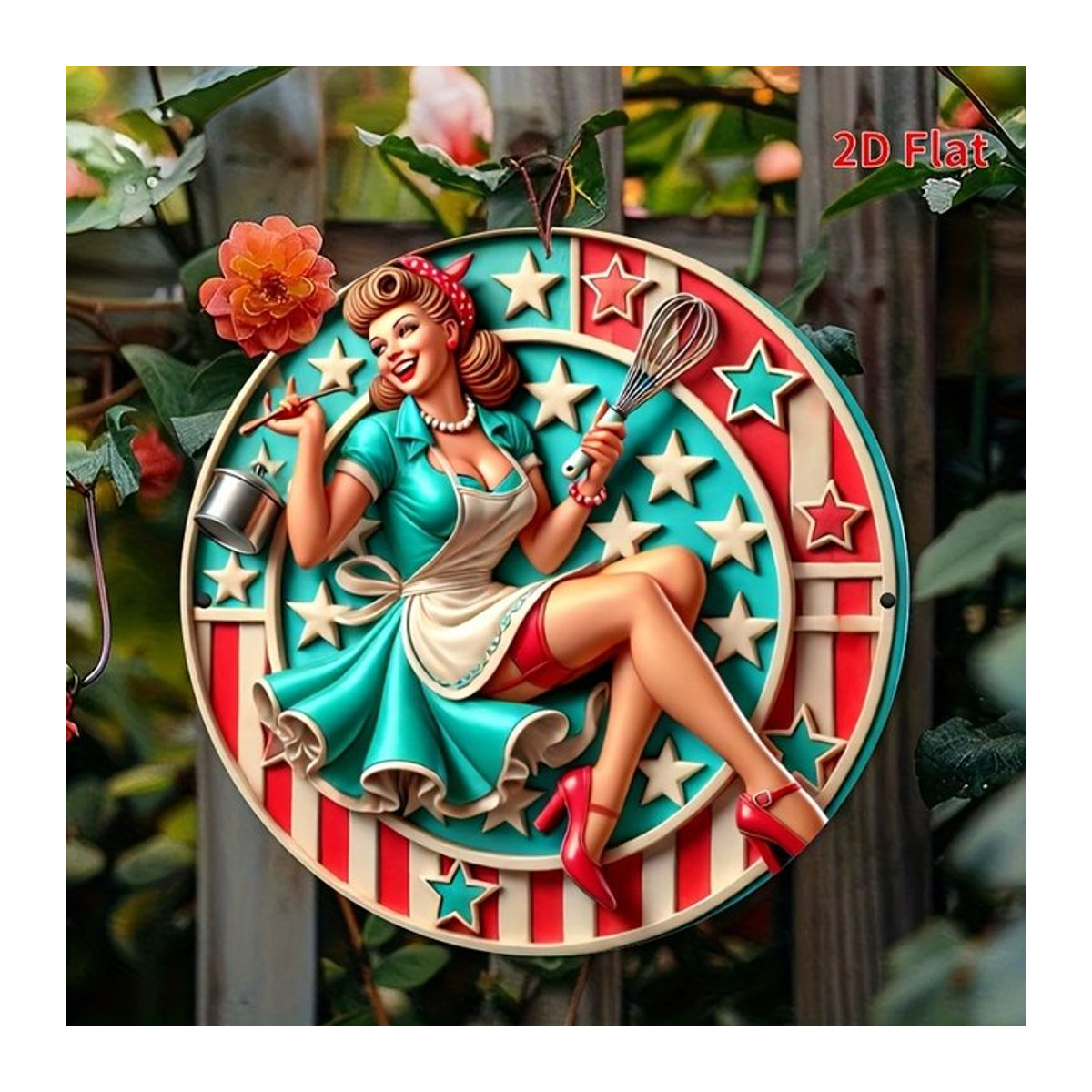 Metallwandschild mit Vintage-Küchenregeln in Rot und Mehrfarbig, Quadratisches Metallschild mit Kochmotiv zur Wandmontage für Küche, Bar oder Café - Bild 1