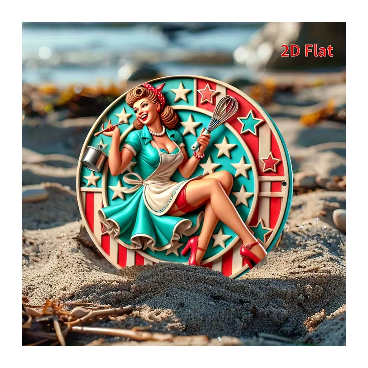 Metallwandschild mit Vintage-Küchenregeln in Rot und Mehrfarbig, Quadratisches Metallschild mit Kochmotiv zur Wandmontage für Küche, Bar oder Café - Bild 2