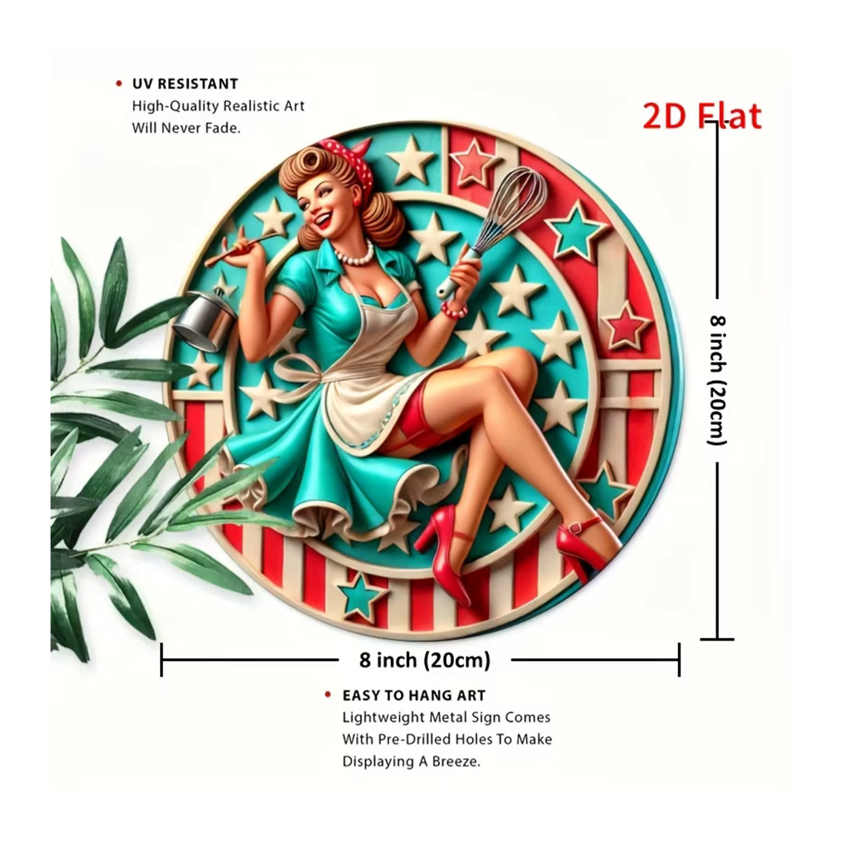 Metallwandschild mit Vintage-Küchenregeln in Rot und Mehrfarbig, Quadratisches Metallschild mit Kochmotiv zur Wandmontage für Küche, Bar oder Café - Bild 3