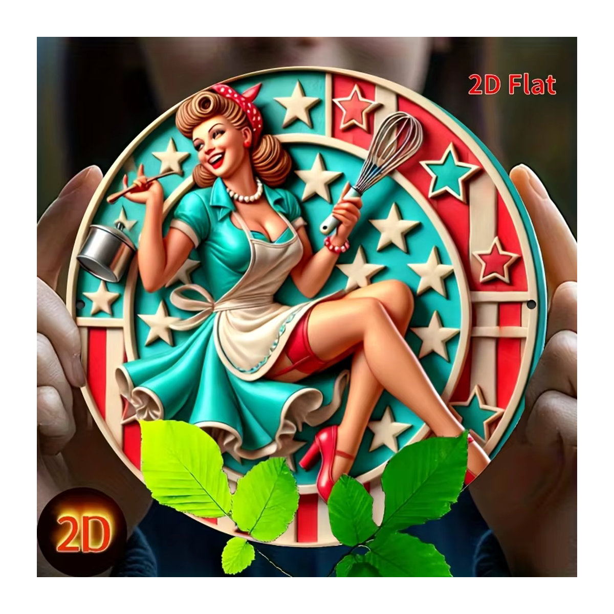 Metallwandschild mit Vintage-Küchenregeln in Rot und Mehrfarbig, Quadratisches Metallschild mit Kochmotiv zur Wandmontage für Küche, Bar oder Café - Bild 4
