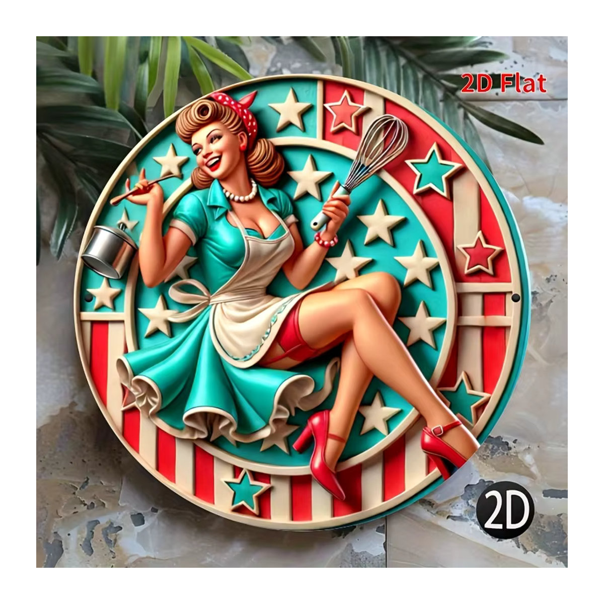 Metallwandschild mit Vintage-Küchenregeln in Rot und Mehrfarbig, Quadratisches Metallschild mit Kochmotiv zur Wandmontage für Küche, Bar oder Café - Bild 5