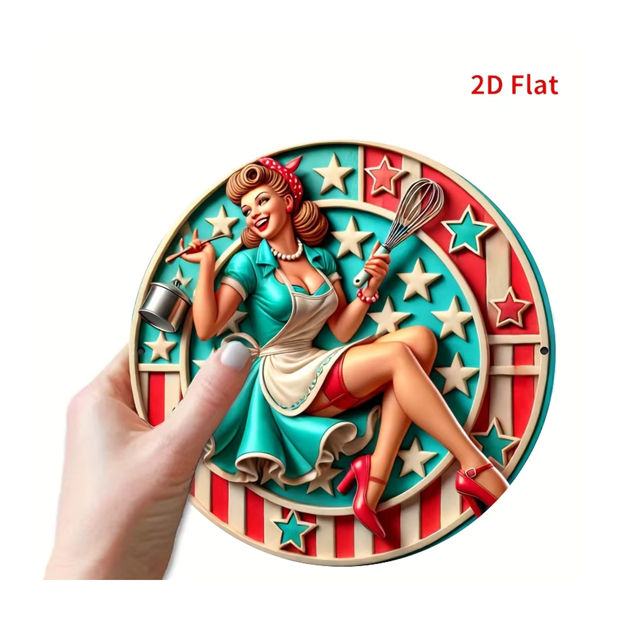 Metallwandschild mit Vintage-Küchenregeln in Rot und Mehrfarbig, Quadratisches Metallschild mit Kochmotiv zur Wandmontage für Küche, Bar oder Café - Bild 6