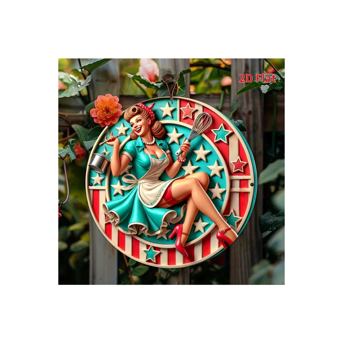 Metallwandschild mit Vintage-Küchenregeln in Rot und Mehrfarbig, Quadratisches Metallschild mit Kochmotiv zur Wandmontage für Küche, Bar oder Café - Bild 7