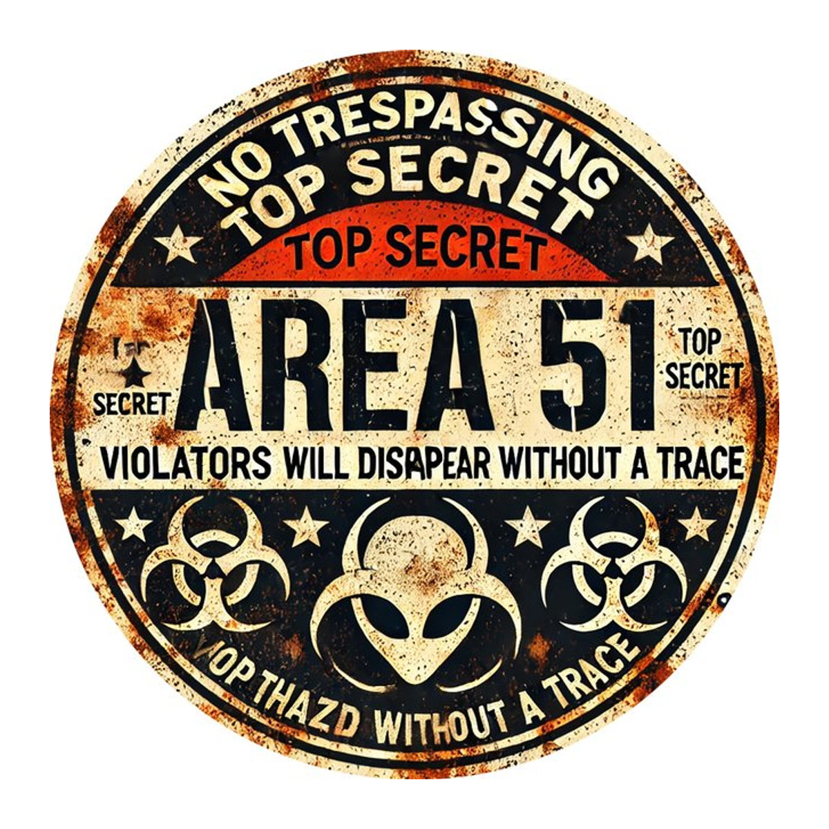 Metallwandschild Potdemiel Vintage Area 51 Alien UFO und Danger Symbols in Schwarz, quadratisch, B/T/H: 20 x 20 x 20 cm - Bild 1