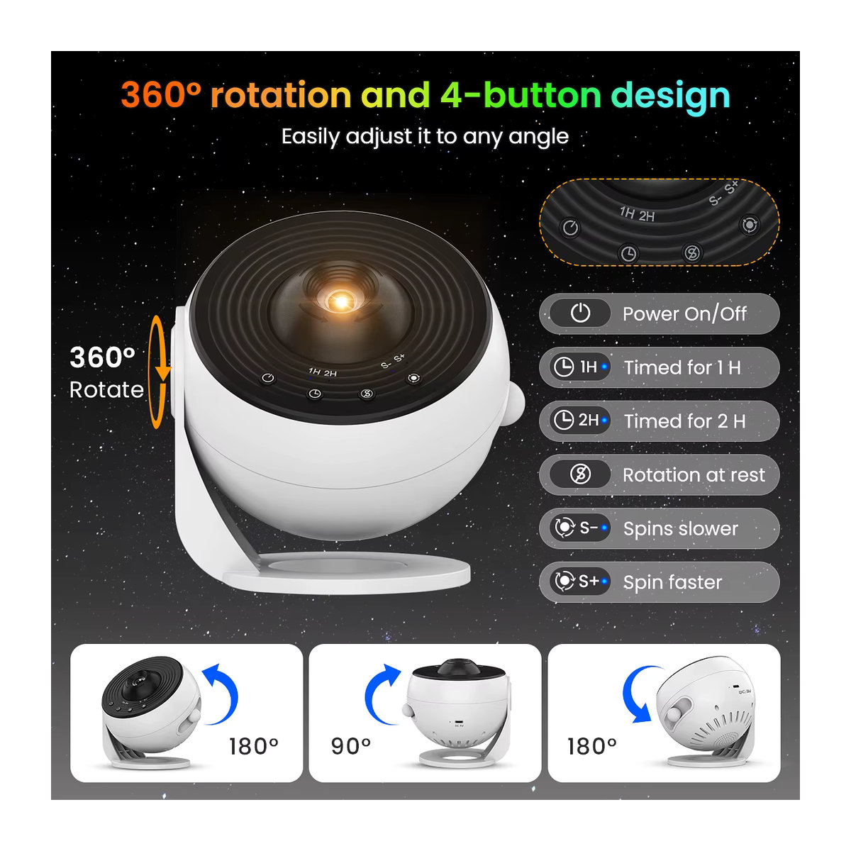 Mexllex 13-in-1 PRO Galaxy Projektor Weiß Modernes Planetarium Sternenhimmel Nachtlicht mit 360 Grad Rotation und Timer - Bild 3