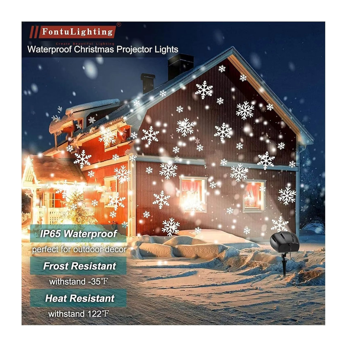 Mexllex Doppelkopf Weihnachtsschneefall HD Projektor mit Fernbedienung und Timer, IP65 Außenleuchte 2-in-1 Rotationslicht für Garten und Zimmer - Bild 2