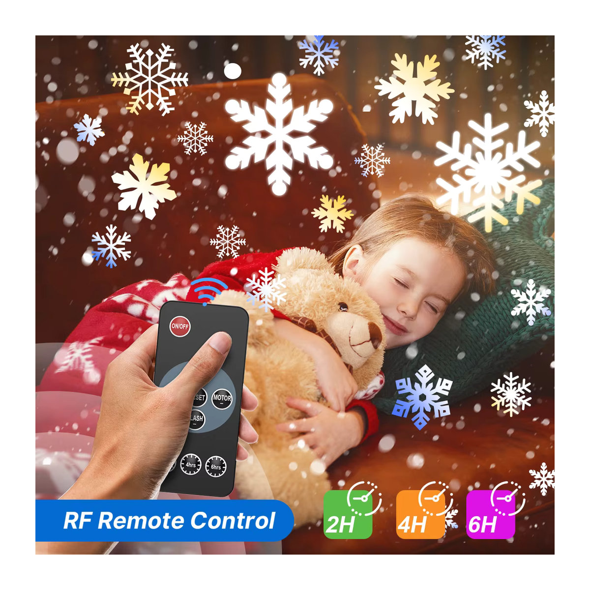 Mexllex Doppelkopf Weihnachtsschneefall HD Projektor mit Fernbedienung und Timer, IP65 Außenleuchte 2-in-1 Rotationslicht für Garten und Zimmer - Bild 4