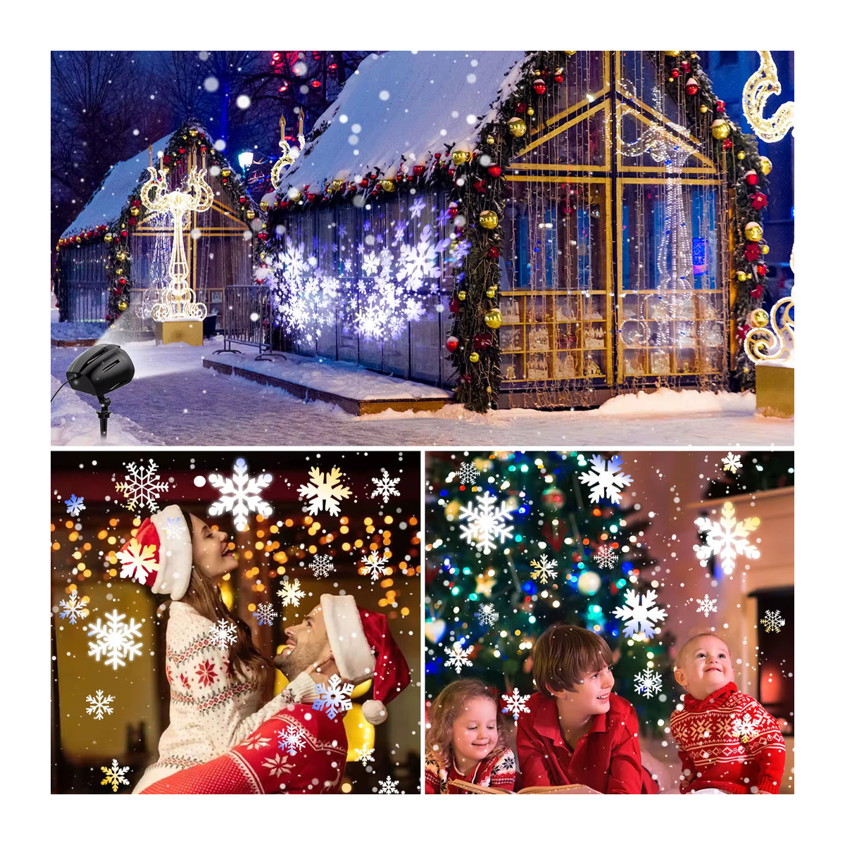 Mexllex Doppelkopf Weihnachtsschneefall HD Projektor mit Fernbedienung und Timer, IP65 Außenleuchte 2-in-1 Rotationslicht für Garten und Zimmer - Bild 6