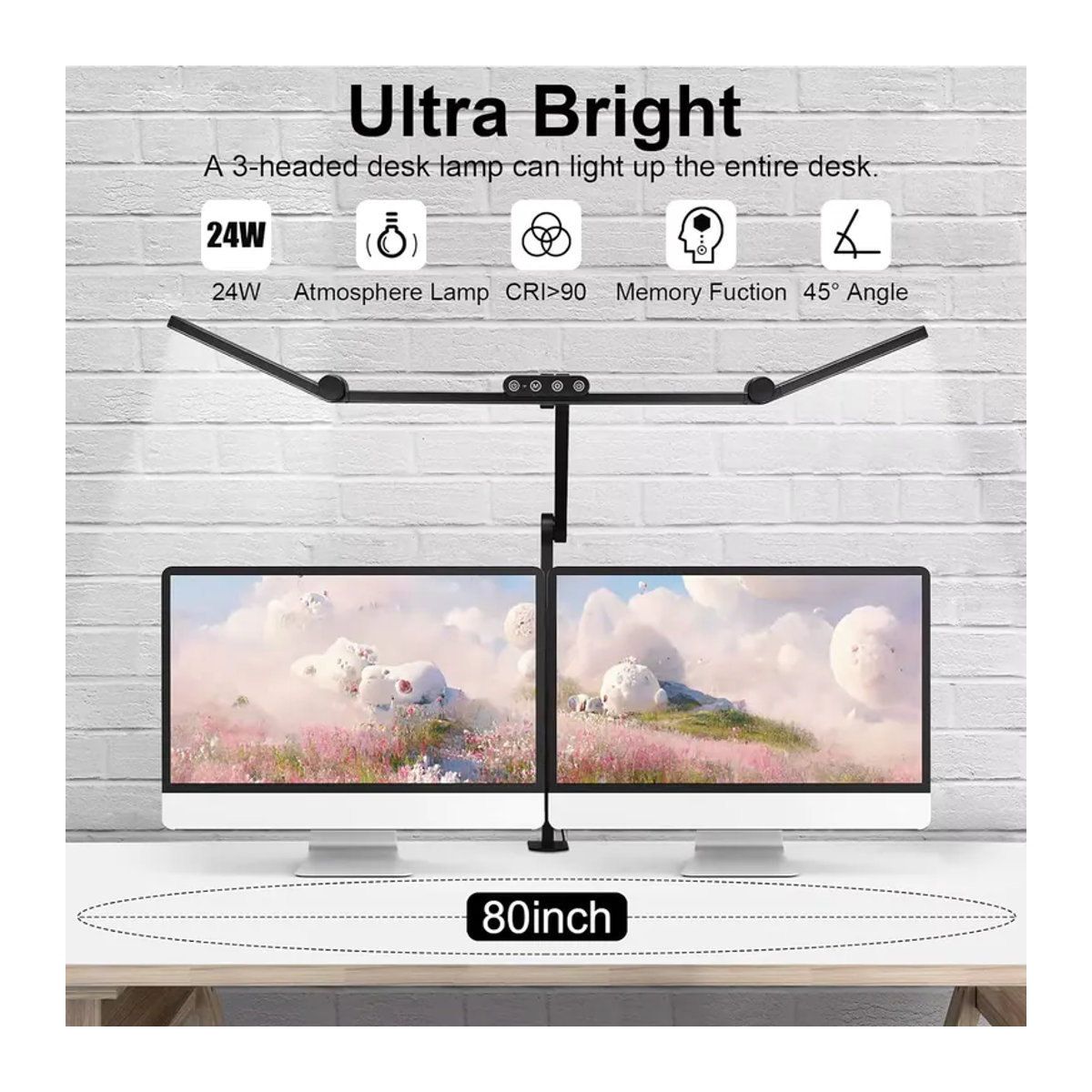 Mexllex LED Schreibtischlampe Schwarz mit Klemme, 24W Architektenlampe mit automatischer Dimmung und Sensor für das Büro - Bild 2