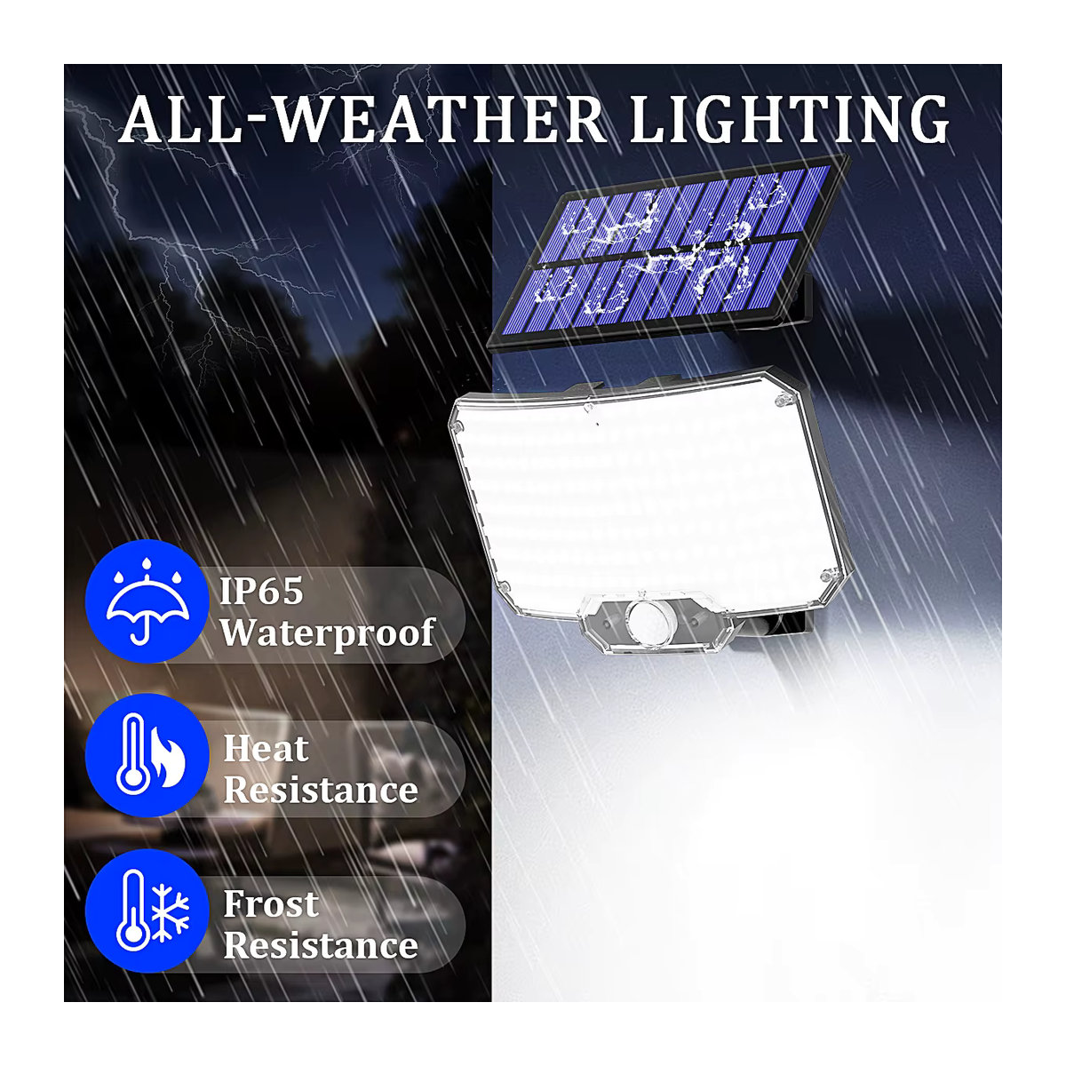 Mexllex LED Solar Wandleuchte mit Bewegungsmelder und Fernbedienung in Weiß, wasserdichte Sicherheitsflutlampe für Außenbereich, Veranda und Terrasse mit 3 Modi - Bild 3