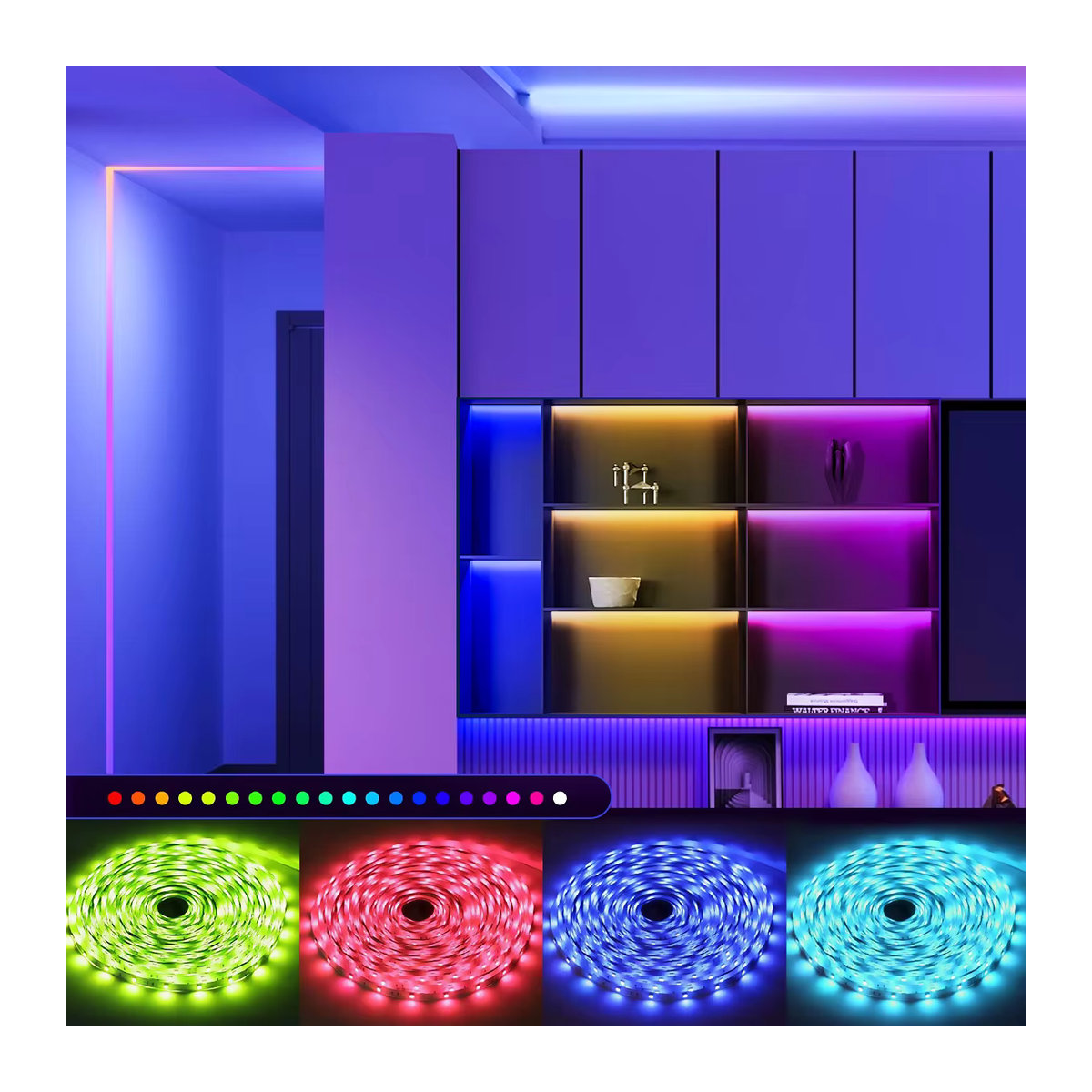 Mexllex RGB LED-Lichtleisten mit USB-Betrieb und 3-Tasten-Controller für TV-Hintergrundbeleuchtung und Zimmerdeko - Bild 2