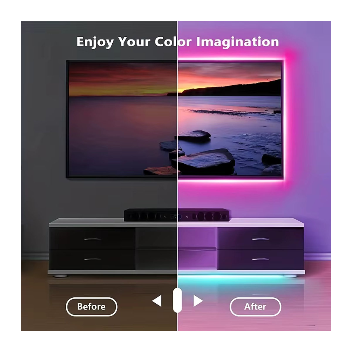 Mexllex RGB LED-Lichtleisten mit USB-Betrieb und 3-Tasten-Controller für TV-Hintergrundbeleuchtung und Zimmerdeko - Bild 3