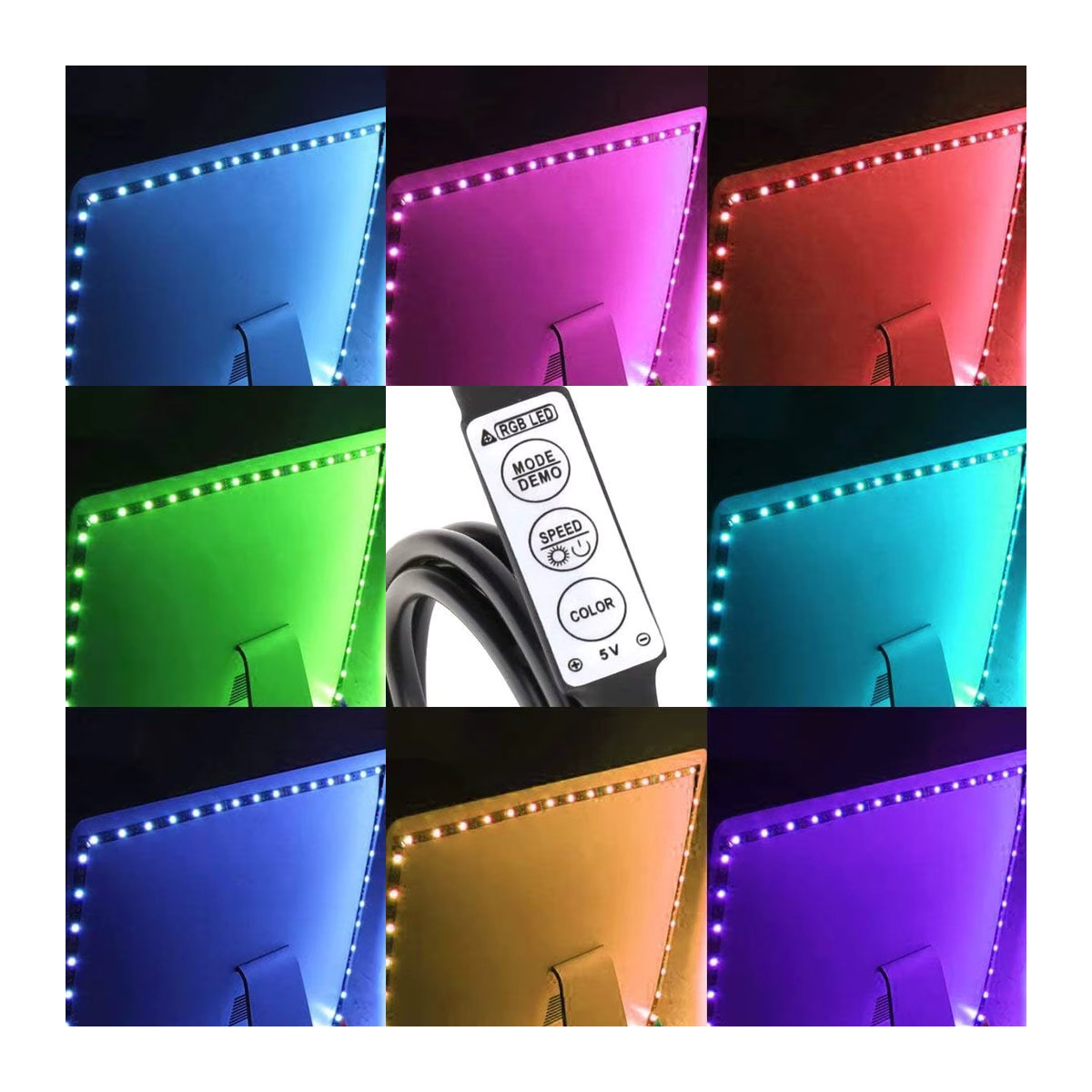 Mexllex RGB LED-Lichtleisten mit USB-Betrieb und 3-Tasten-Controller für TV-Hintergrundbeleuchtung und Zimmerdeko - Bild 4