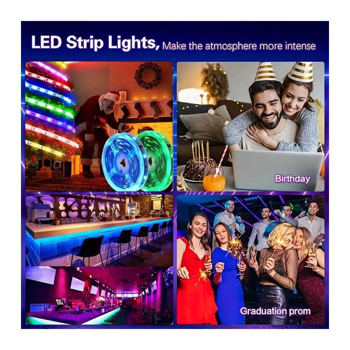 Mexllex RGB LED-Lichtleisten mit USB-Betrieb und 3-Tasten-Controller für TV-Hintergrundbeleuchtung und Zimmerdeko - Bild 6